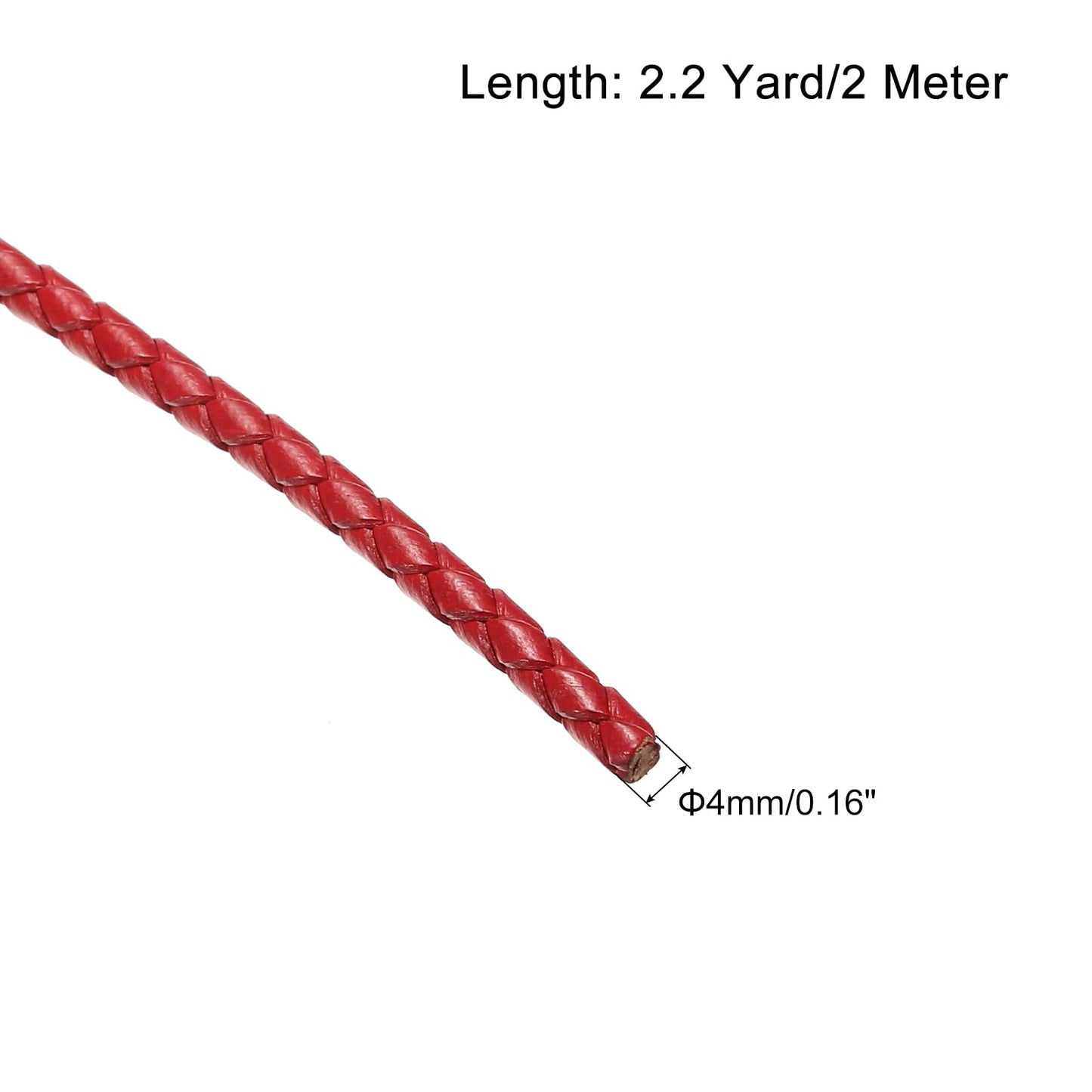 uxcell Leather Cord, 2.2 Yards 4mm Dia Braided String Strip for Purse Handbag Shoelace DIY Crafts Bracelet Making, Yellow BST326L