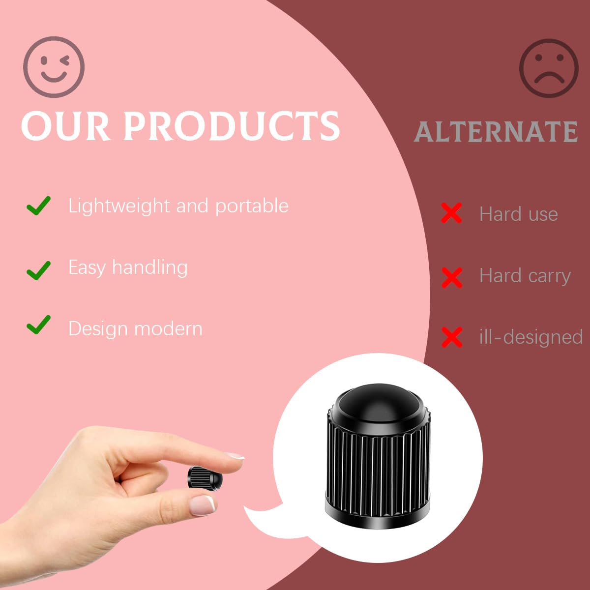 Ziciner 25 PCS Tire Valve Stem Caps, Plastic Car Tyre Valve Cap with O Rubber Seal, Dustproof Airtight Seal Wheel Stem Covers, Universal Accessories for Cars, SUVs, Bicycles,Trucks (Red) WN420