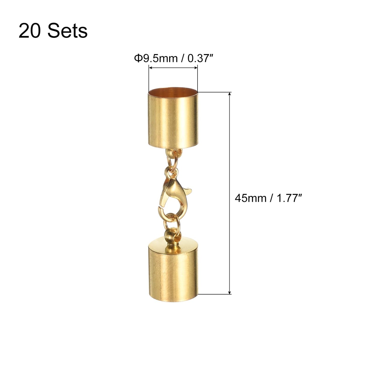 uxcell 20Sets Leather Cord End Caps with Lobster Claw Clasps Fit 4.5mm Cords, Barrel Terminators for DIY Making Leather Bracelets, Bronze Tone BST326L