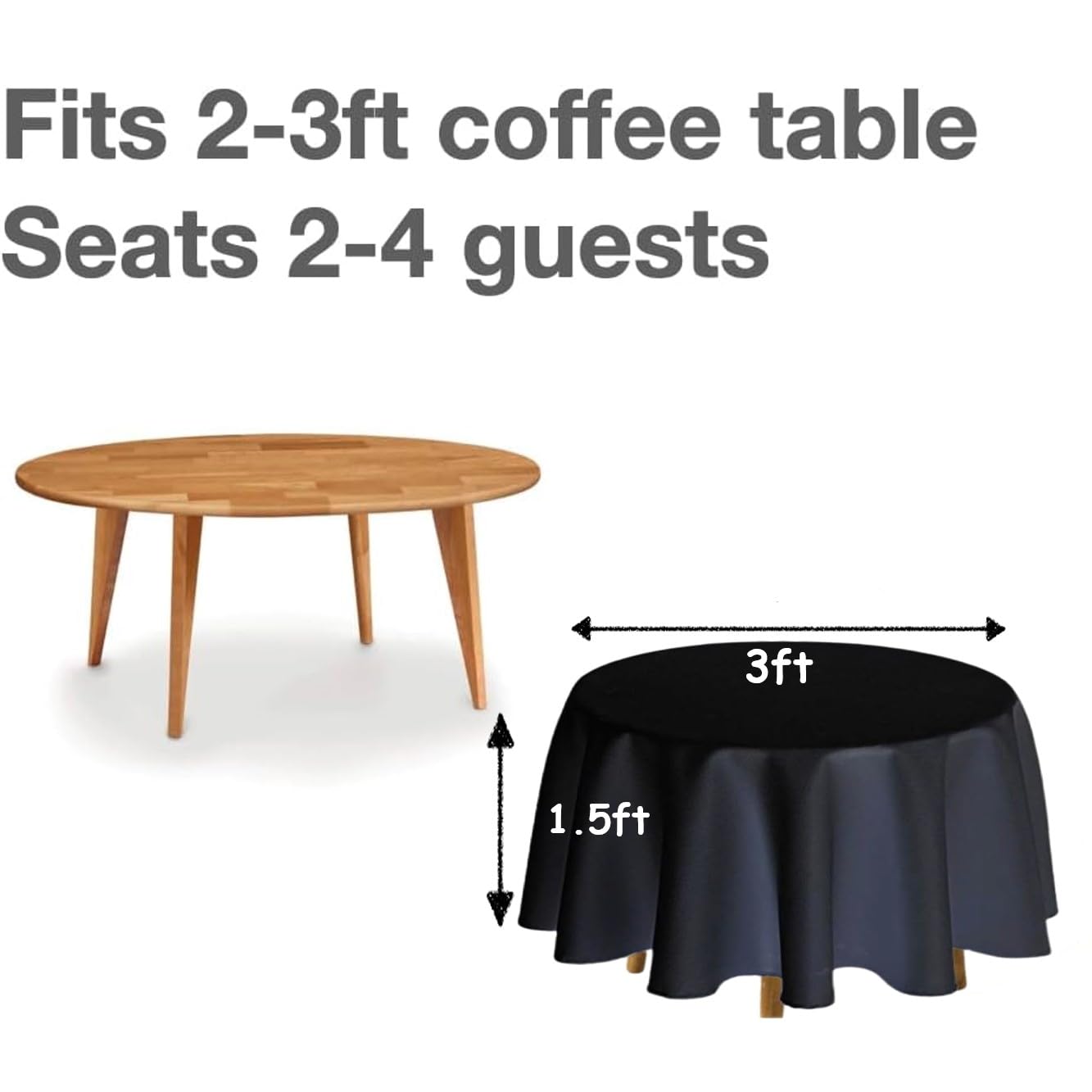 Urby 120 inches Large White Round Tablecloth for 5-6ft Round Folding Table That Seats 6-8 Guests, for Table with 6 Chairs. Ideal for Party, Wedding, Banquet and Events. BST220