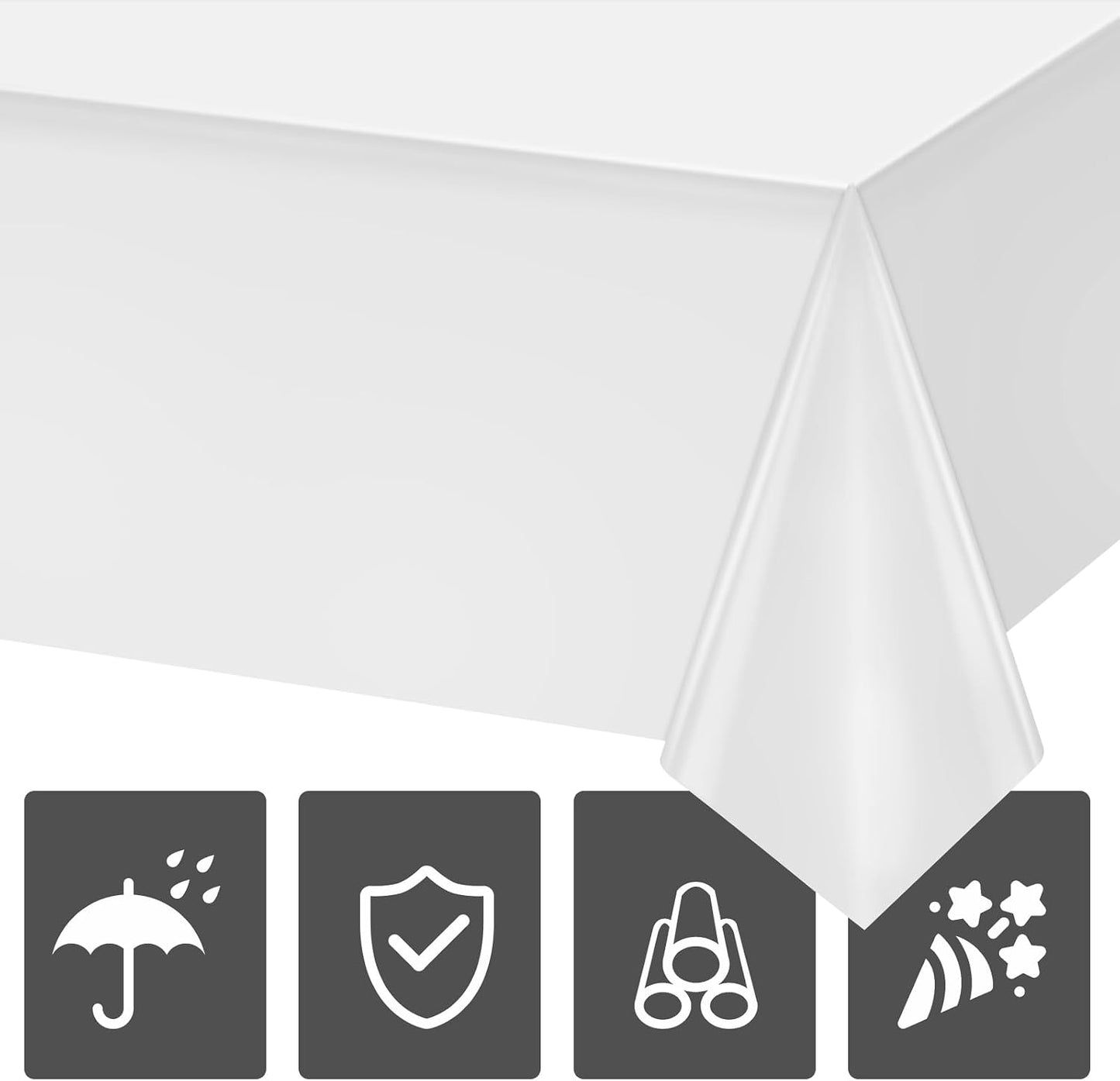 2 Pack White Plastic Tablecloth 54 x 108 Inch Disposable Table Cloth Rectangular Table Cover for Indoor or Outdoor Parties Engagement Wedding Bridal Shower Banquet BST326L