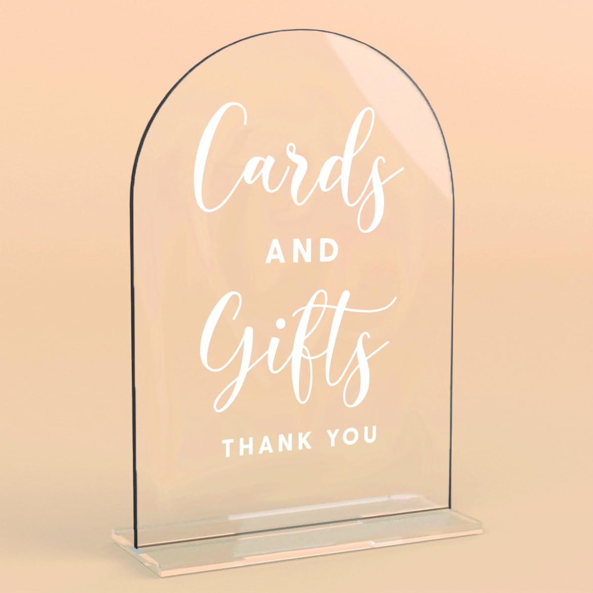 Acrylic Wedding Signs, Bridal Shower Decorations, Modern Arched Round Top Acrylic Table Top Sign with Holder for Wedding Reception Party Dinner - Can't Wait to See What Develops (Clear) BST326L
