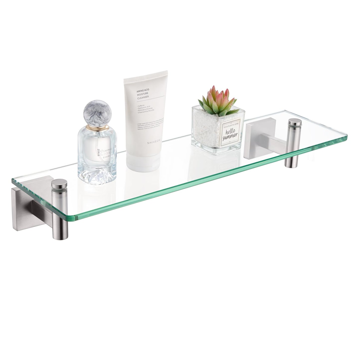 KOKOSIRI Wall Shelves Bathroom Hardware Glass Floating Shelf 12-Inch for Bedroom, Living Room, Kitchen, Hanging Rack Champagne Bronze B1105CPG-L12 BST202