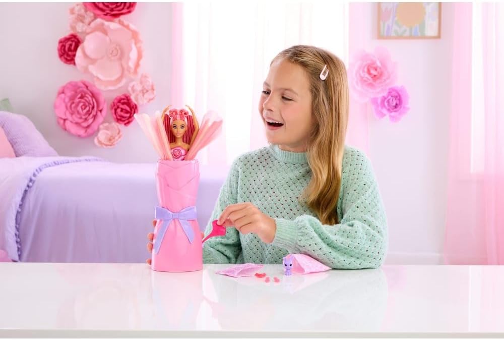 Barbie Petal Pop Scented Doll with Rose Dress & Accessories 60