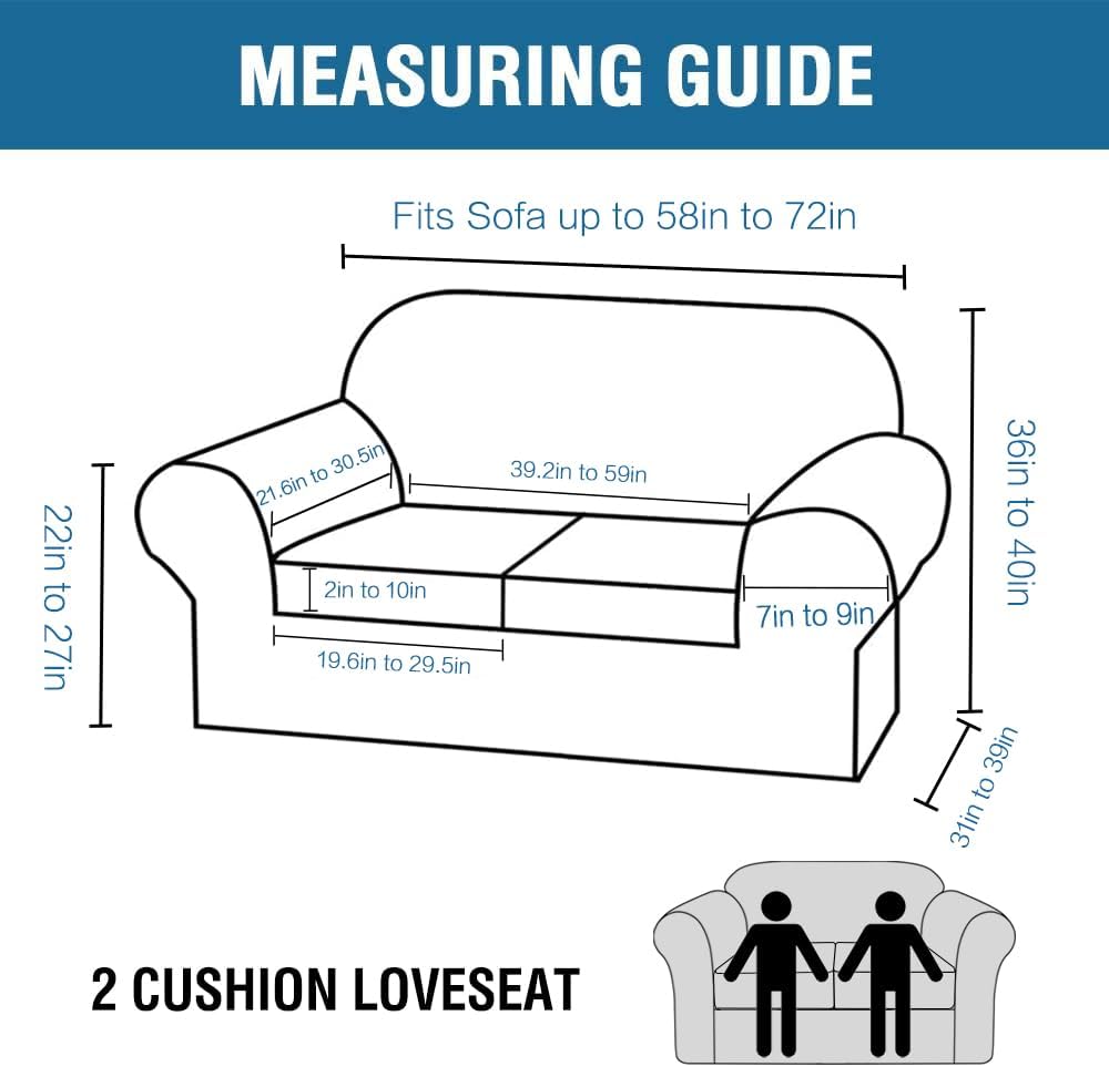 H.VERSAILTEX Real Velvet Plush 3 Piece Stretch Sofa Covers Couch Covers for 2 Cushion Couch Loveseat Covers Width Up to 72 Inch Feature Thick Soft Stay in Place (Medium Sofa, Ivory)