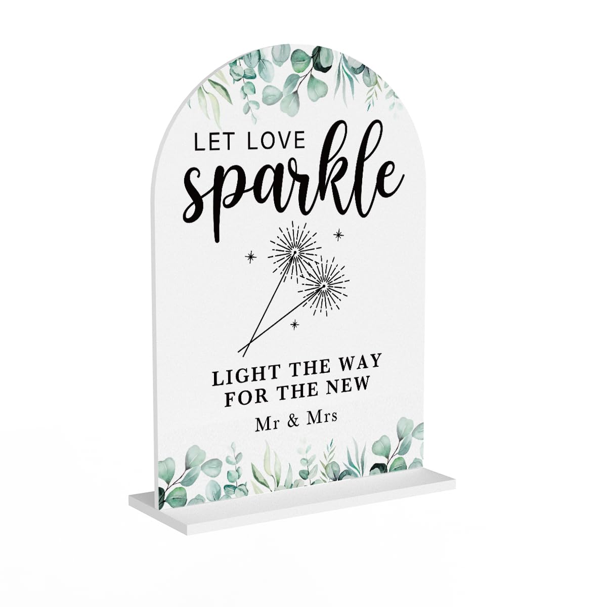Acrylic Wedding Sign Bubble Send Off Signs for Ceremony Modern Calligraphy Arch Acrylic Table Top Signs for Wedding Reception and Event Party Table Decor (White Eucalyptus Leaves) BST326L