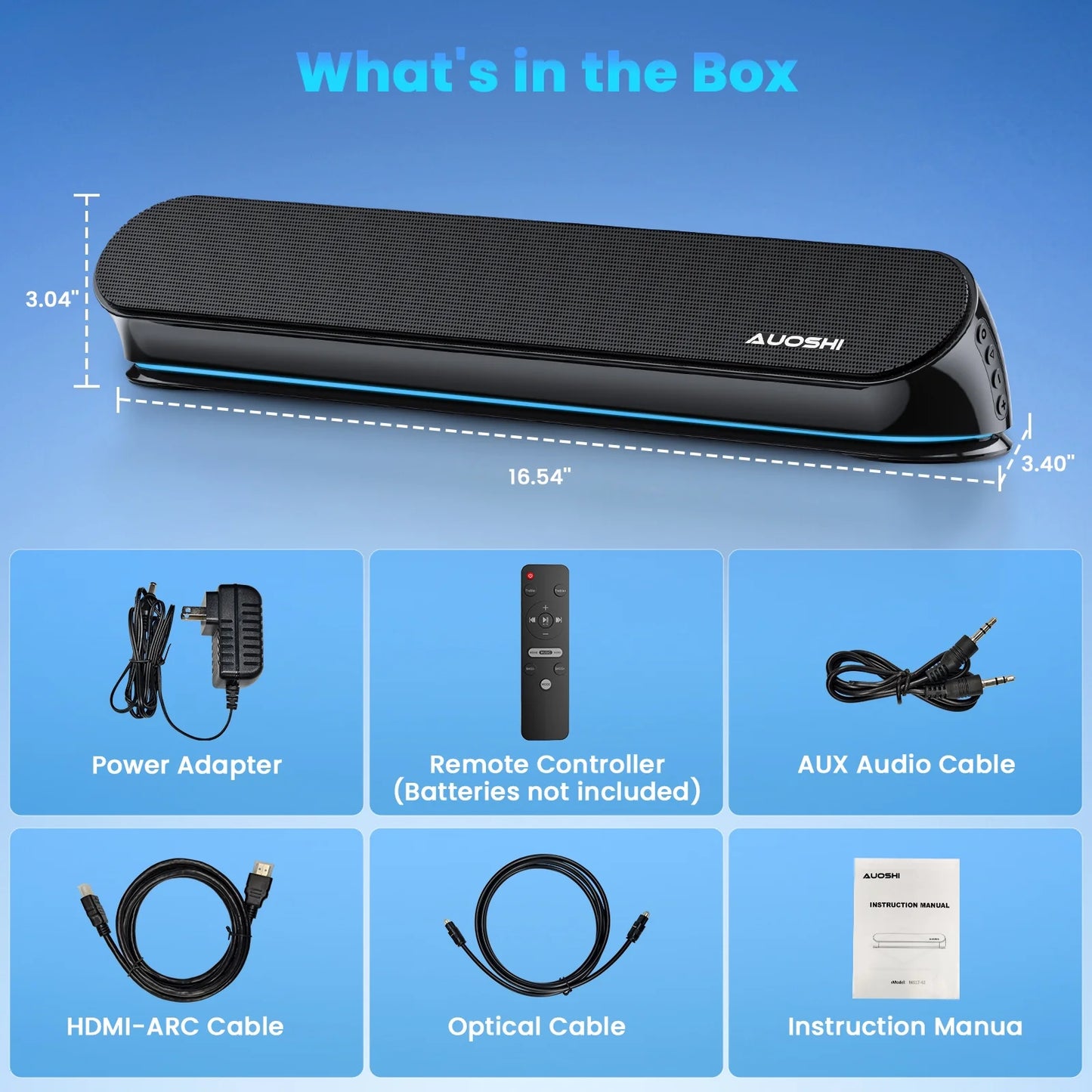 AUOSHI Small Sound Bar for TV 44
