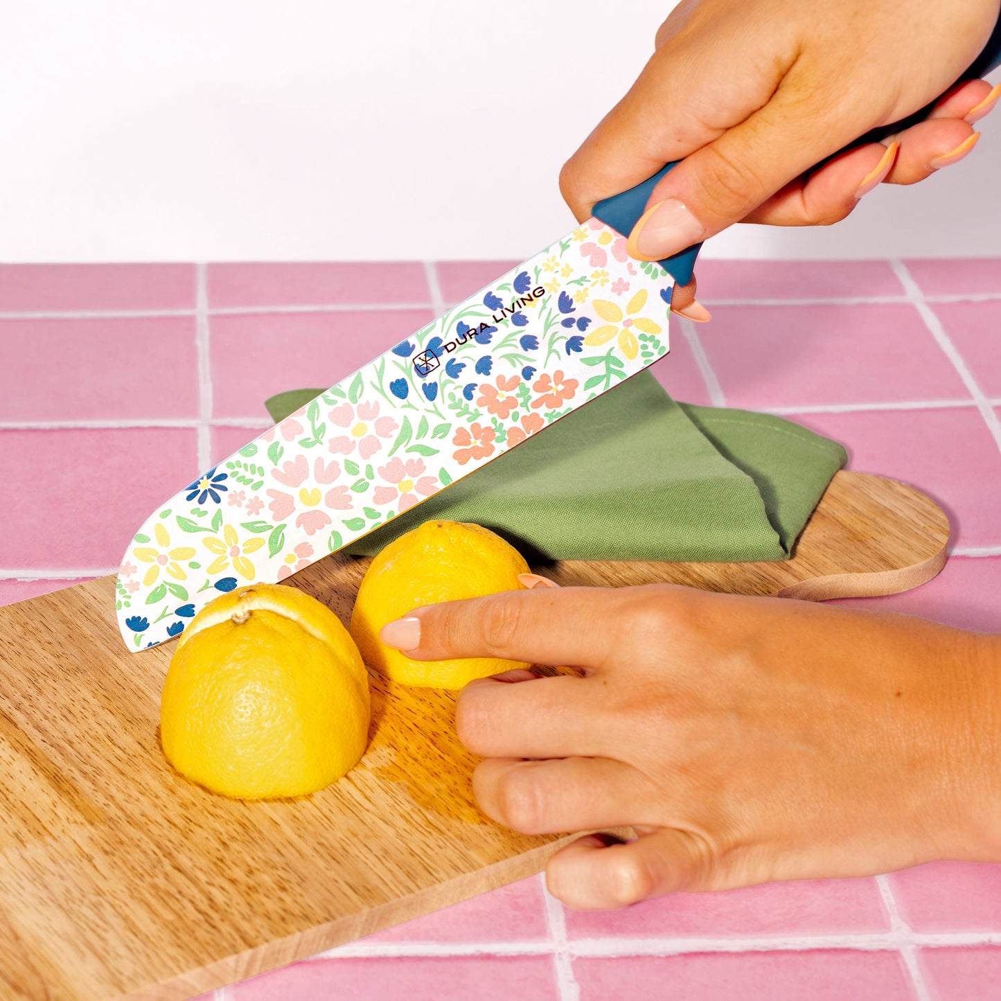 3-Piece Printed Kitchen Knife Set-Floral