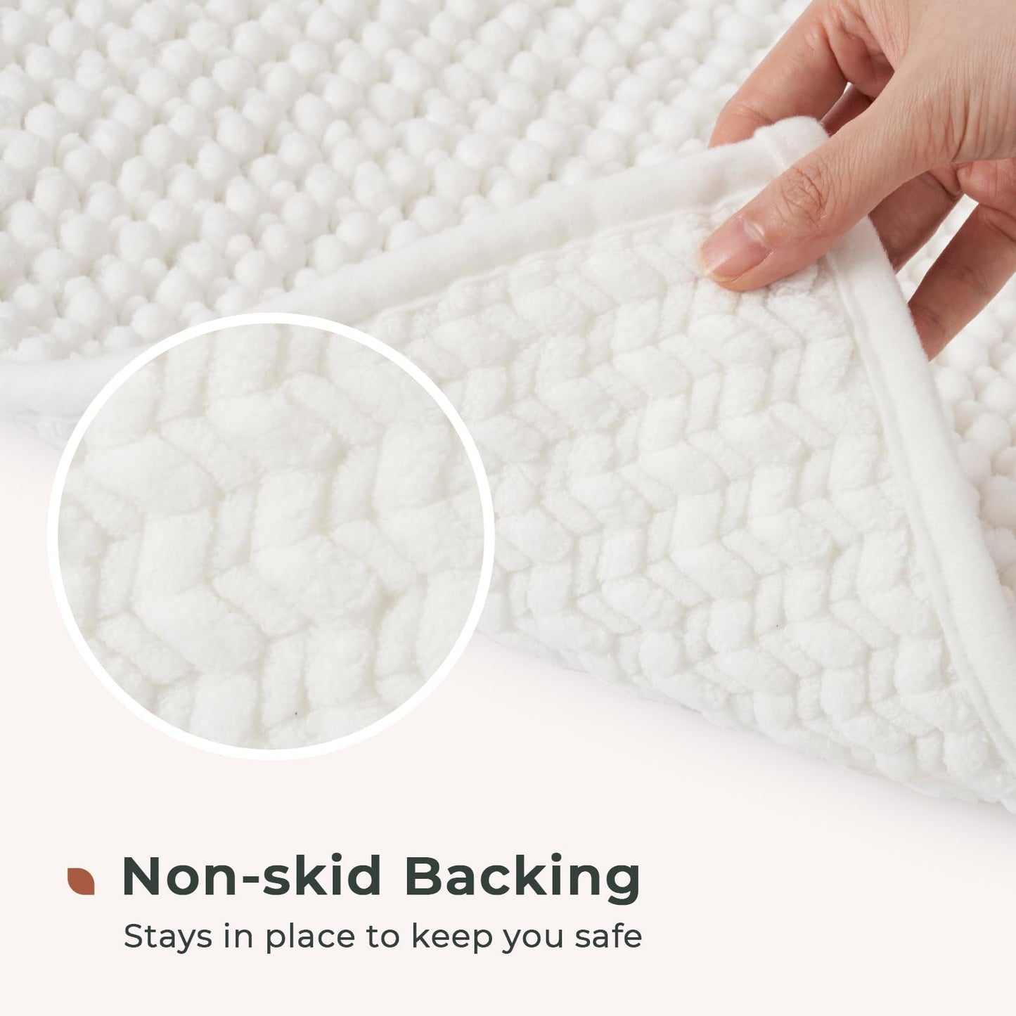 FRESHMINT Chenille Bathroom Rugs Sets 2 Piece 17"x24"+20"x32", Non-Slip Bath Mats, Absorbent Bath Rug, Washable Set of 2 Shower Floor Mat, Gray BST220