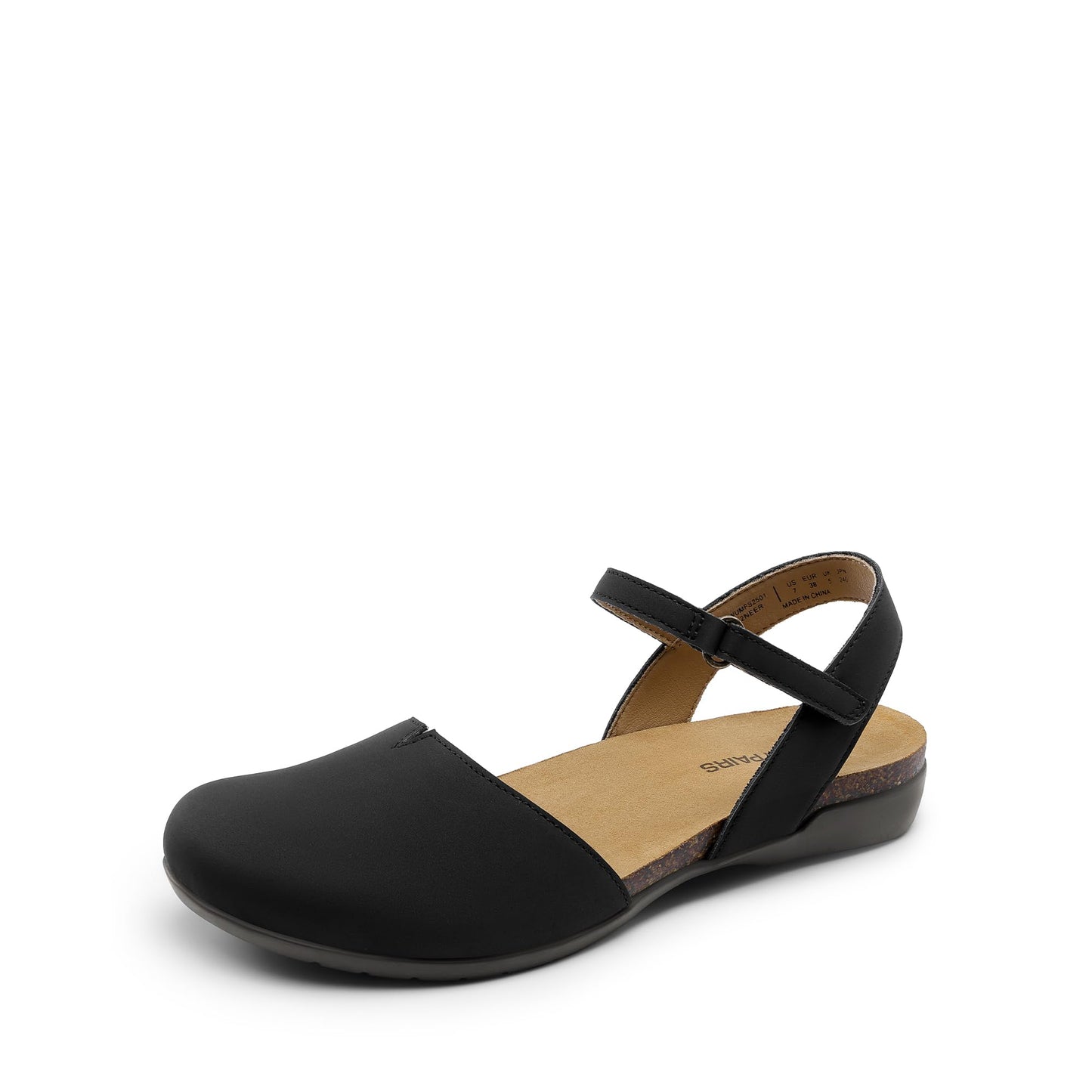 DREAM PAIRS Women's Closed Toe Sandals Arch Support Comfort Cork Footbed Flat Sandals Summer Shoes N31