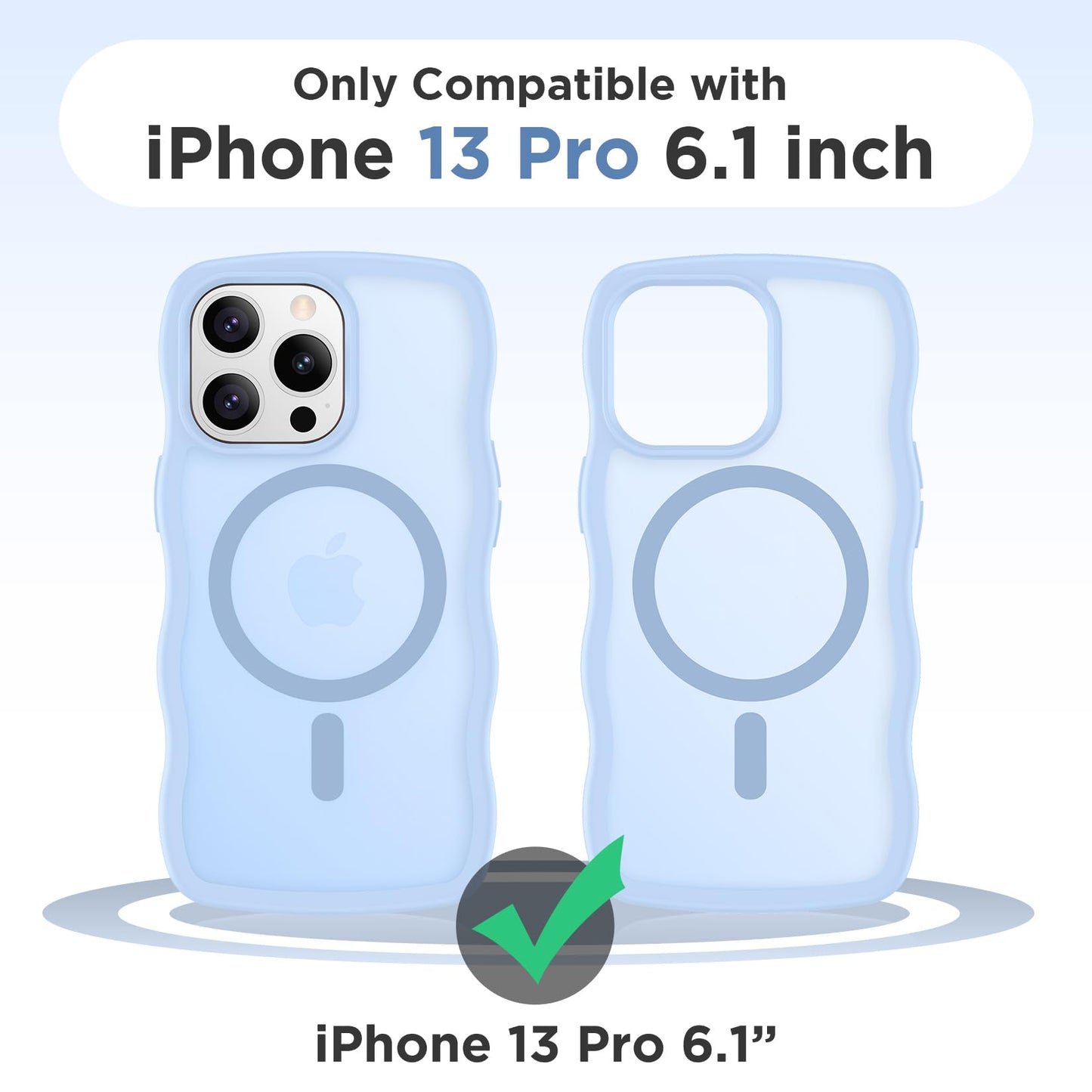 Magnetic for iPhone 13 Pro Case, Compatible with MagSafe Cute Wave Non-Slip Translucent Matte Easier Grip Shockproof Phone Case for iPhone 13 Pro, Black WN420