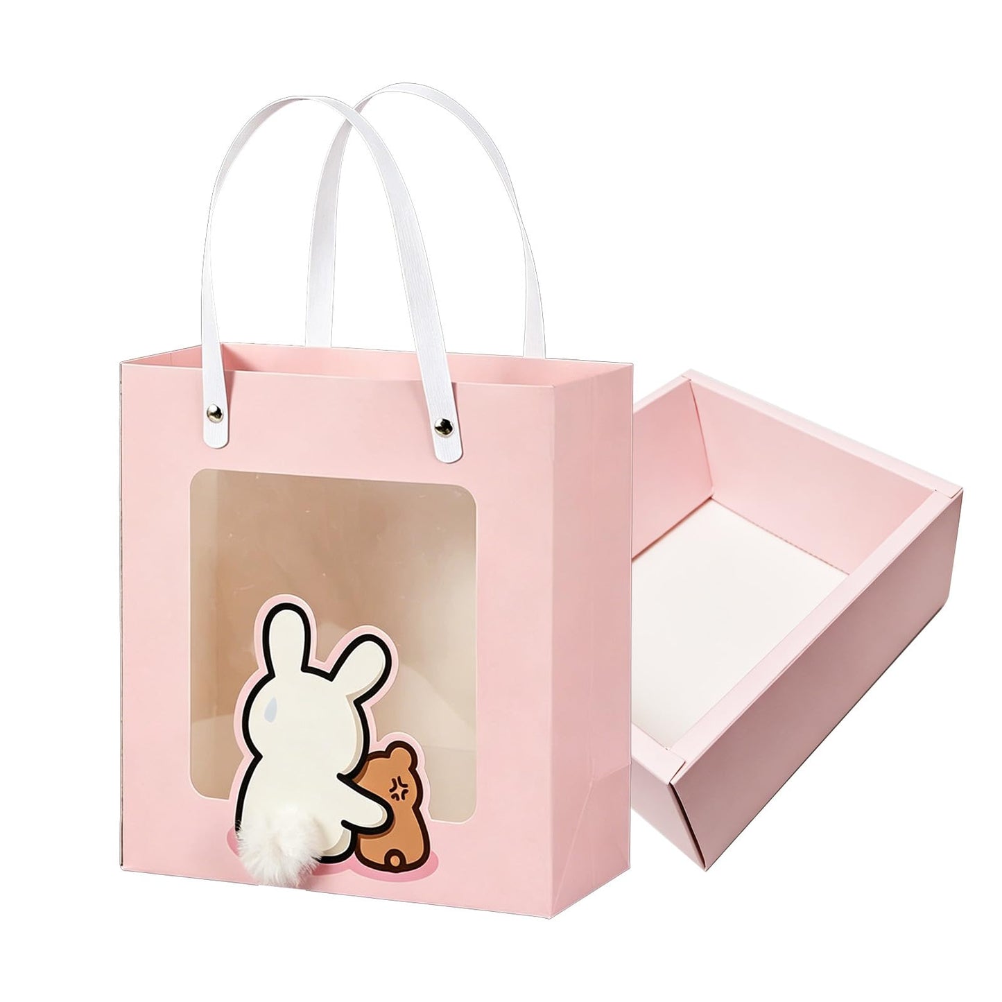 Premium Reusable Gift Bag with Matching Box, Durable Birthday Present Bag, Premium Paper Set for Wedding, Valentine's Party, Friends Celebration (Beige 1pack) BST202