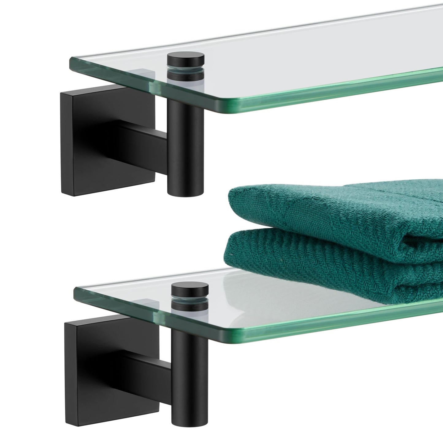 KOKOSIRI Wall Shelves Bathroom Hardware Glass Floating Shelf 12-Inch for Bedroom, Living Room, Kitchen, Hanging Rack Champagne Bronze B1105CPG-L12 BST202