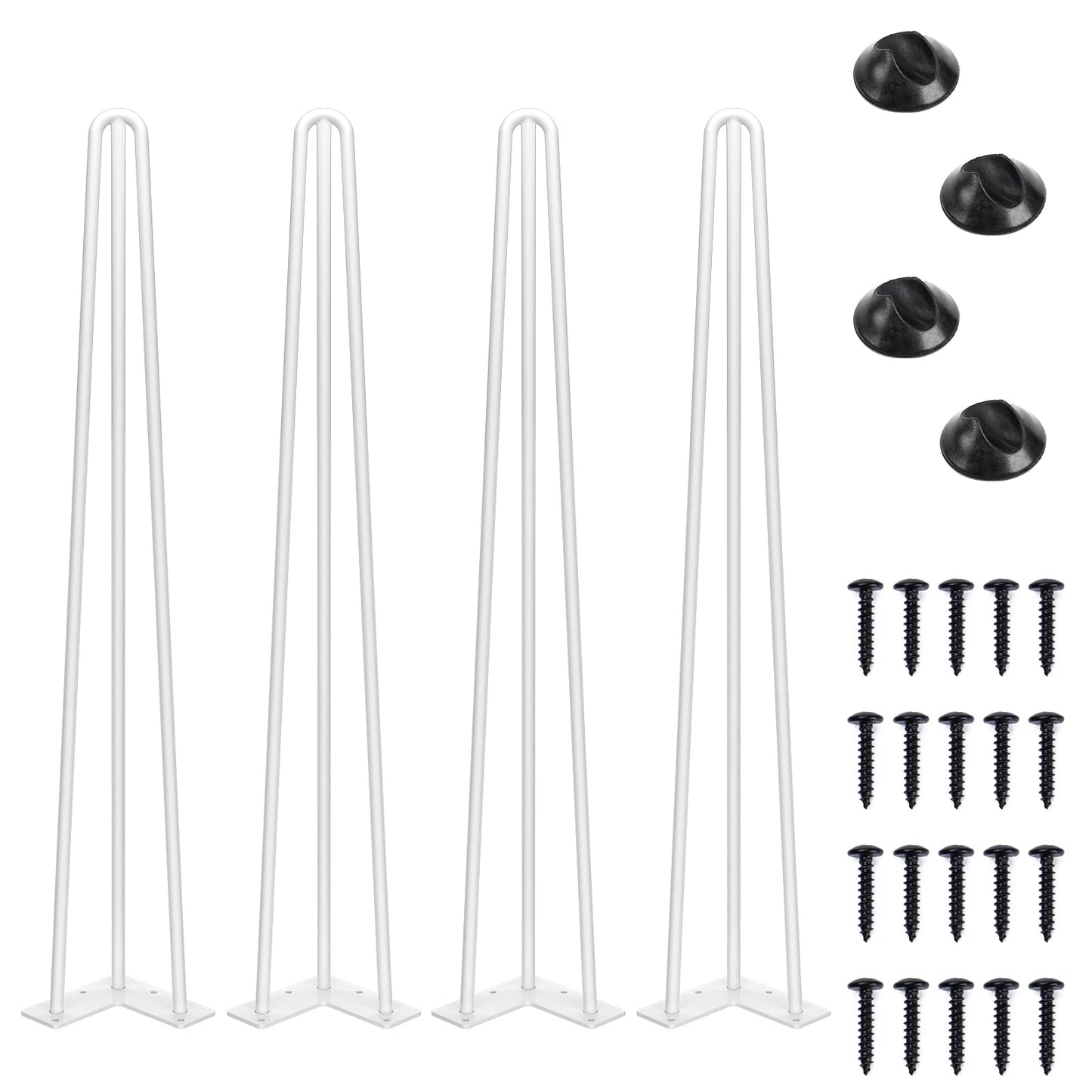 SMARTSTANDARD 16 Inch Hairpin Table Legs, 3 Steel Rods 1/2 Inch Pipe Diameter, 800lbs Load Capacity, Mid-Century Style for Coffee Table, Side Table, Night Stand (Black, 4PCS) BST220