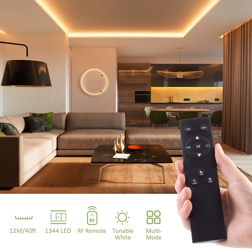 NOVOSTELLA 20ft Tunable White LED Strip Light kit Dimmable 3000K-6500K 24V LED Tape Light with Remote Flexible Rope LED Ribbon for Bedroom Home Lighting Mirror Kitchen Bar Cabinet Daylight Warm White