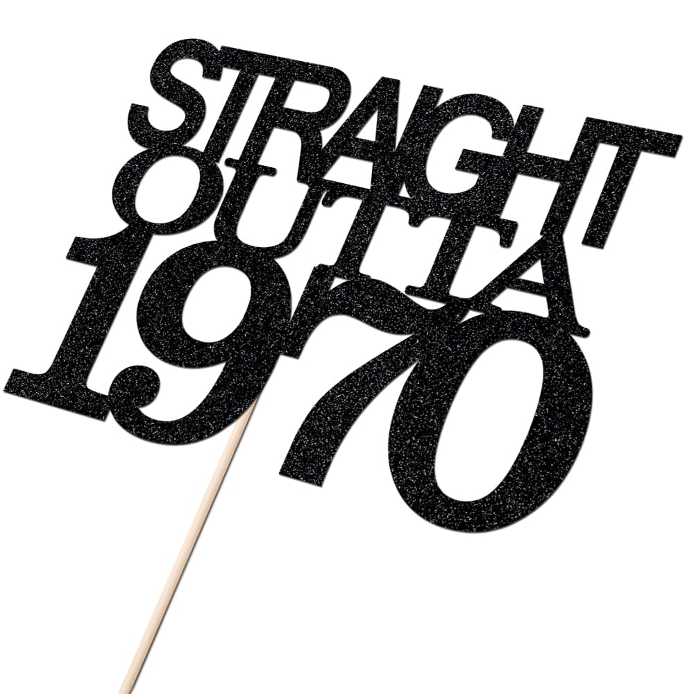 Black Glitter Straight Outta 1961 Cake Topper,Hello 65,Funny 65th | Birthday Cake Topper,65 Fabulous,Cheer to 65 Years,Men and Women 65th Birthday/Wedding/Anniversary Party Decorations BST202