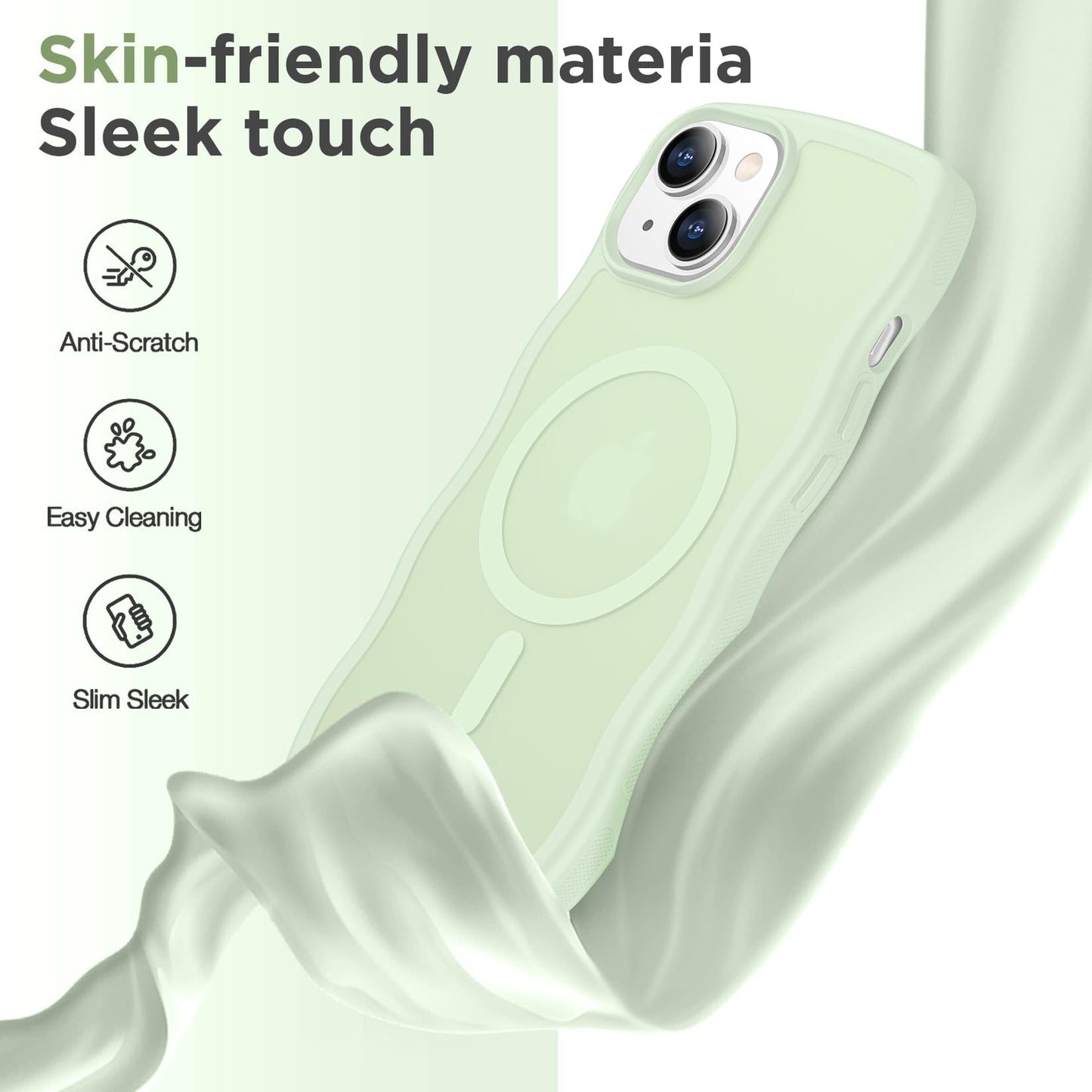 Magnetic for iPhone 13 Pro Case, Compatible with MagSafe Cute Wave Non-Slip Translucent Matte Easier Grip Shockproof Phone Case for iPhone 13 Pro, Black WN420