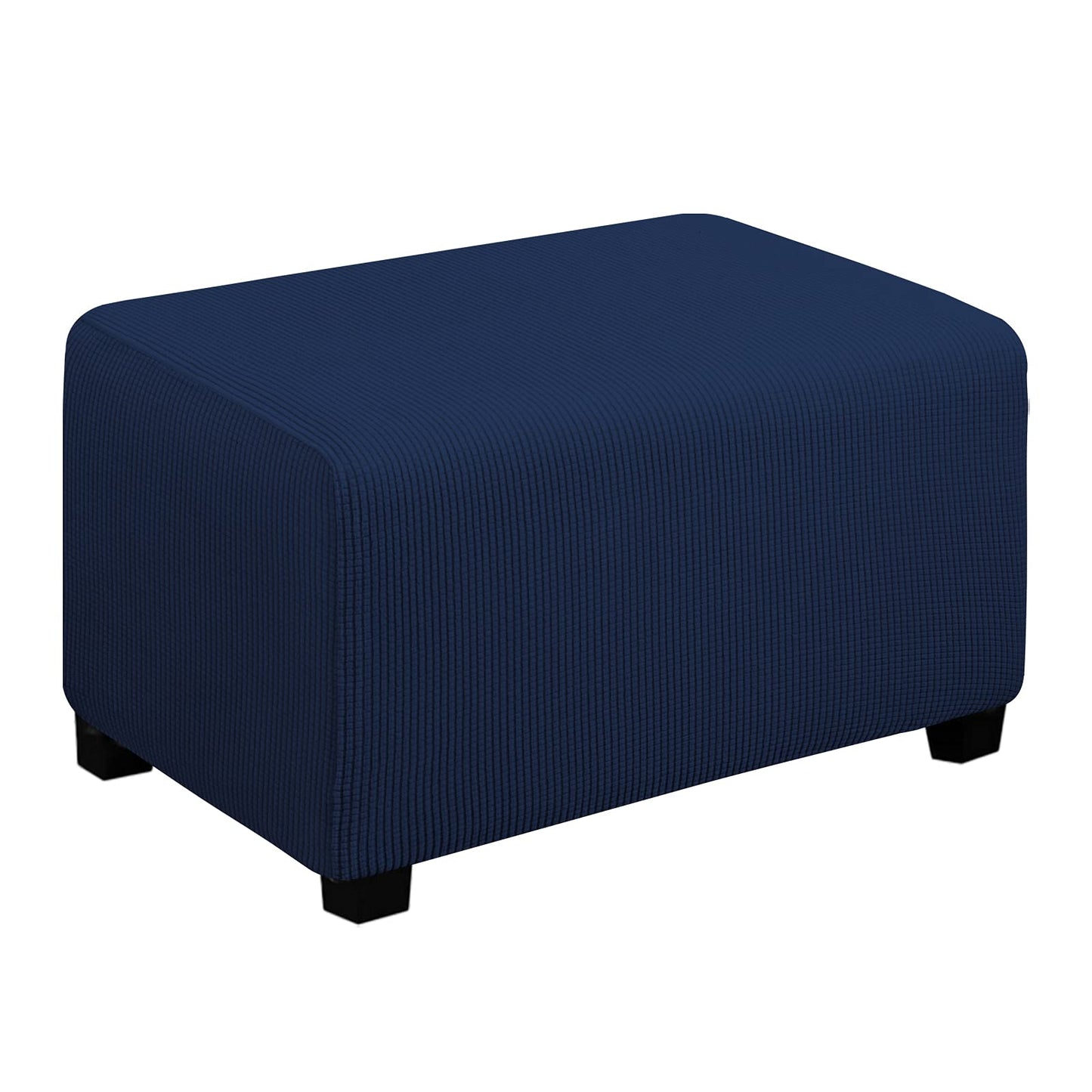 Easy-Going Stretch Square Ottoman Cover 15x15x15inch Dark Blue | Folding Storage Footstool cover Furniture Protector Soft Rectangle slipcover with Elastic Bottom BST202