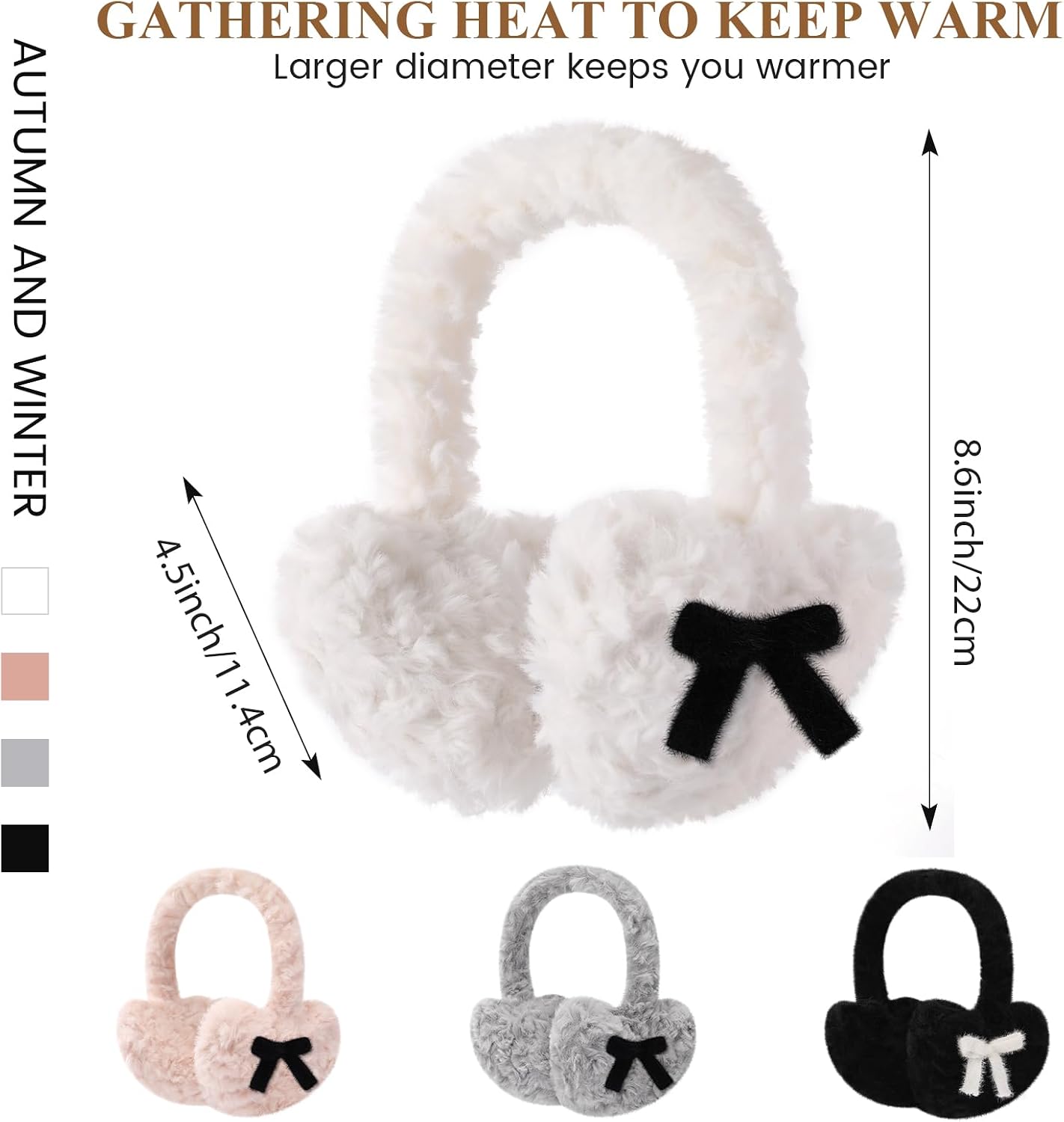 Valentines Day Gifts for Her Earmuffs for Women, Foldable & Fuzzy Ear Muffs for Outdoor Activities WN420