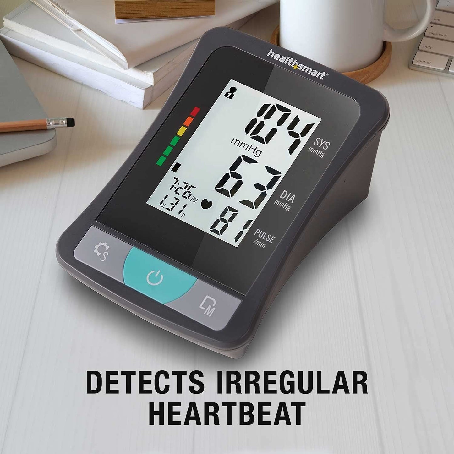 HealthSmart Digital Premium Blood Pressure Monitor with Automatic Upper Arm Cuff that Displays Blood Pressure, Pulse Rate and Irregular Heartbeat, Stores up to 120 Readings for 2 Users