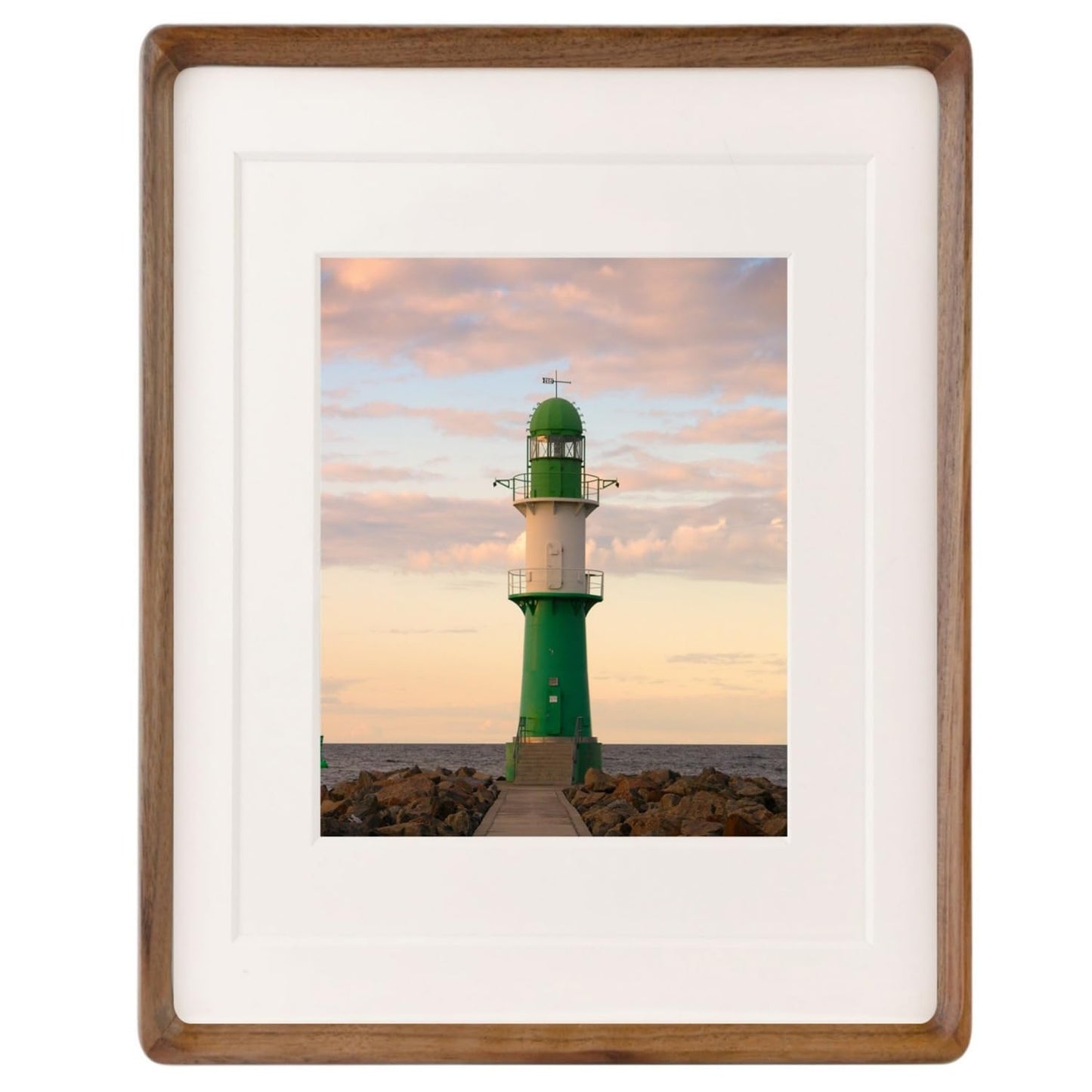 6x6 Solid Teak Wood Picture Frame Matted to 4x4 | Shatterproof Plexiglass, Mortise-Tenon Build, Horizontal & Vertical Tabletop Wall Mounting Square Display Frame BST220