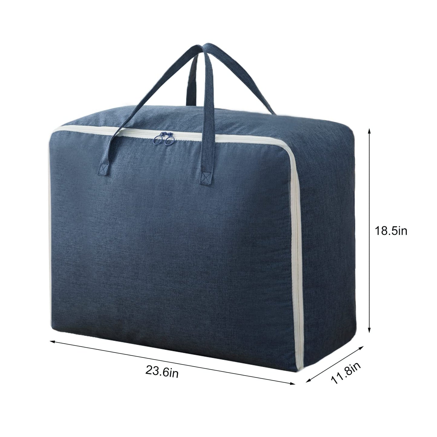 Surblue Clothes Storage Bag Organizer with Durable Handles Thick Fabric Large Capacity for Blanket Comforter Clothing Bedding (Navy, M) BST326H