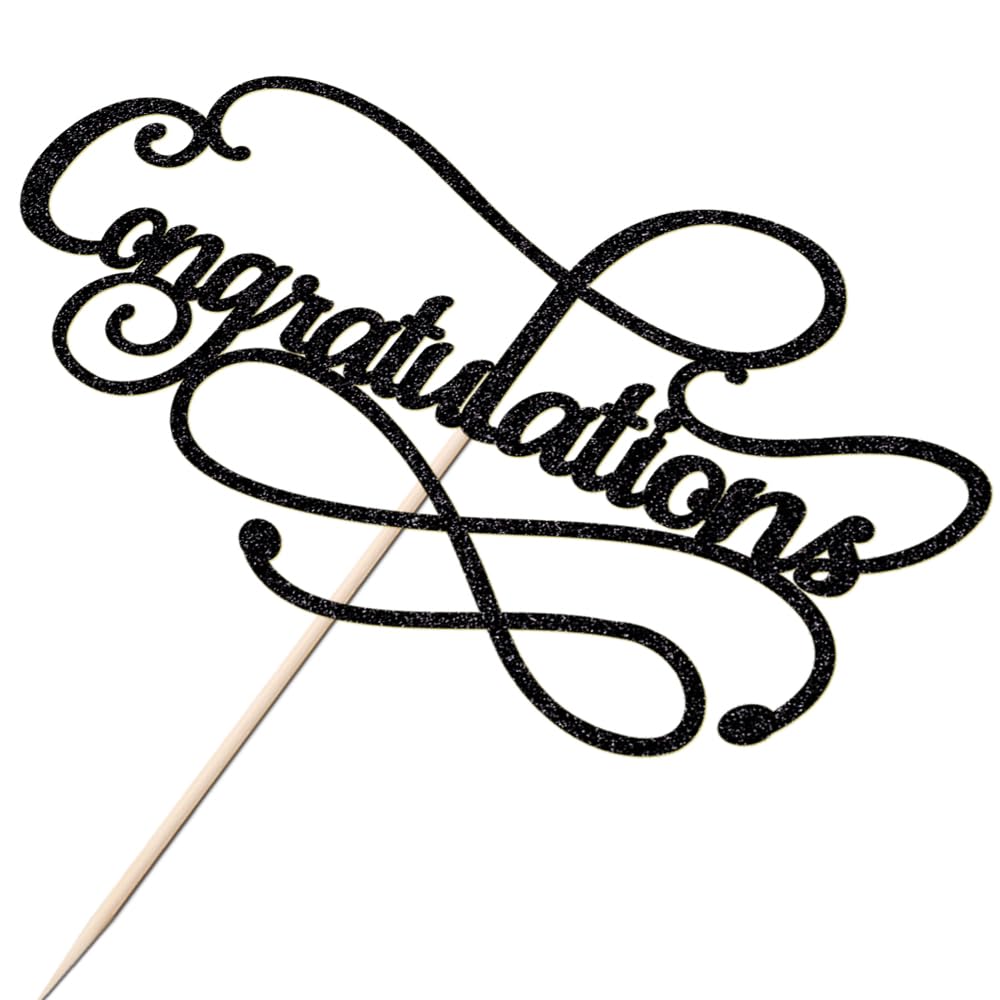 Congratulations Cake Topper,Congratulations 2026 Graduation | Cake Topper,Graduation, Wedding, Retirement, Birthday, Anniversary, Celebration Party Decorations Supplies (Black Gold) BST202