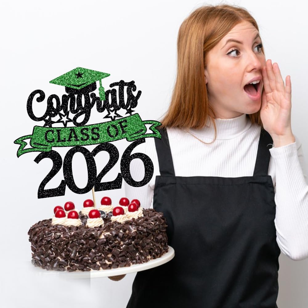Congratulations Cake Topper,Congratulations 2026 Graduation | Cake Topper,Graduation, Wedding, Retirement, Birthday, Anniversary, Celebration Party Decorations Supplies (Black Gold) BST202