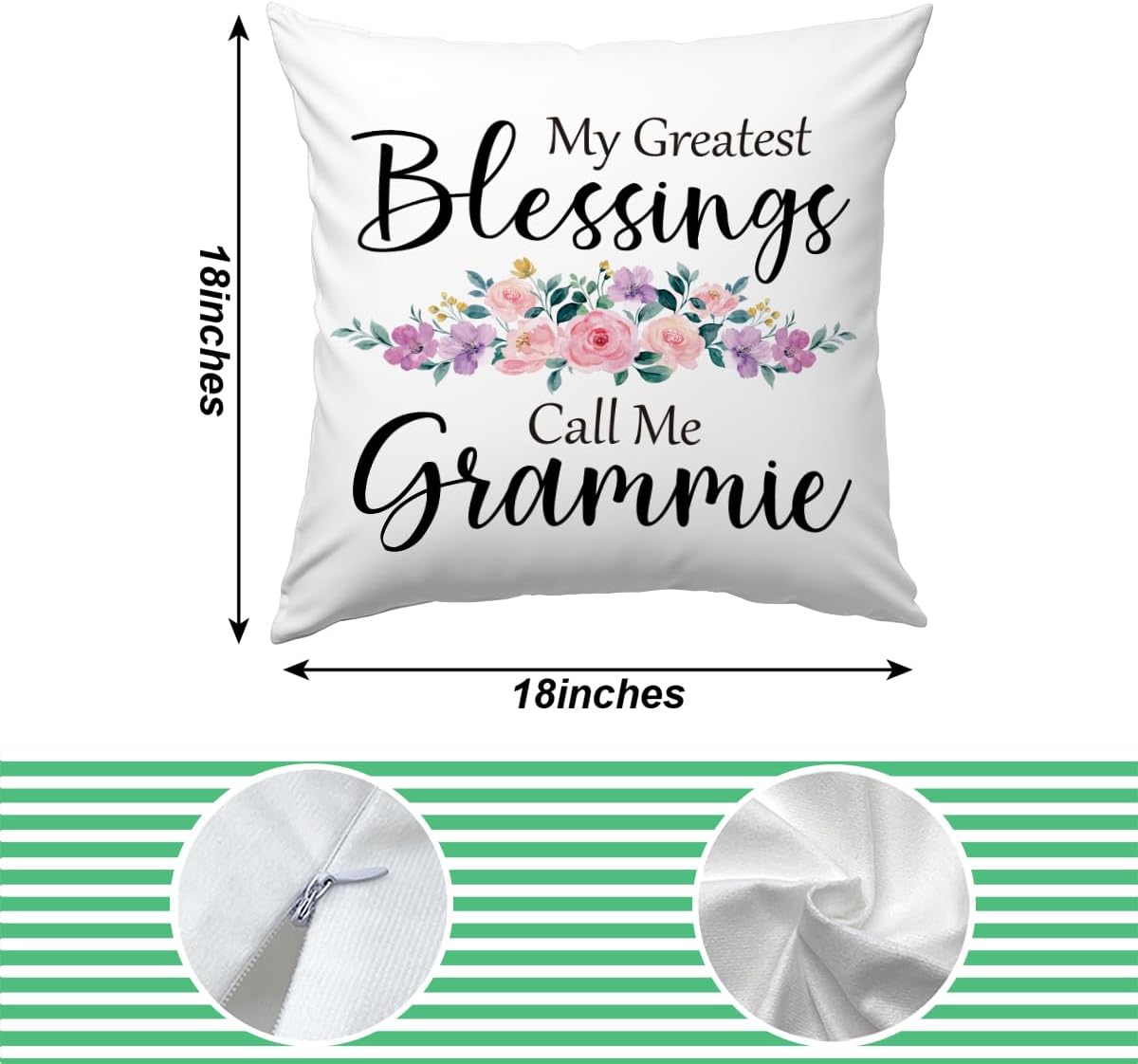 KongMoTree Grammie Gift Pillow Case, My Greatest Blessings Call Me Grammie, Birthday Gift for Grandma, Perfect Present for Grandma, 18x18 Inches BST326L