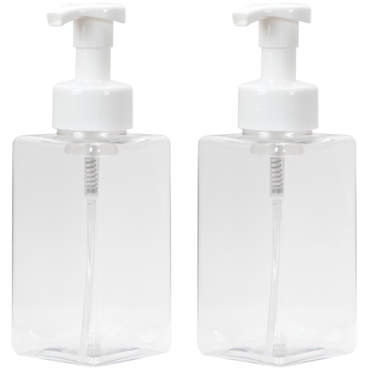 Ginger Lily Farms Foaming Soap Dispenser, Refillable Plastic Pump Bottles for Liquid Hand Soap, 12 oz. Clear Bottle with White Pump, 2-Pack WN420
