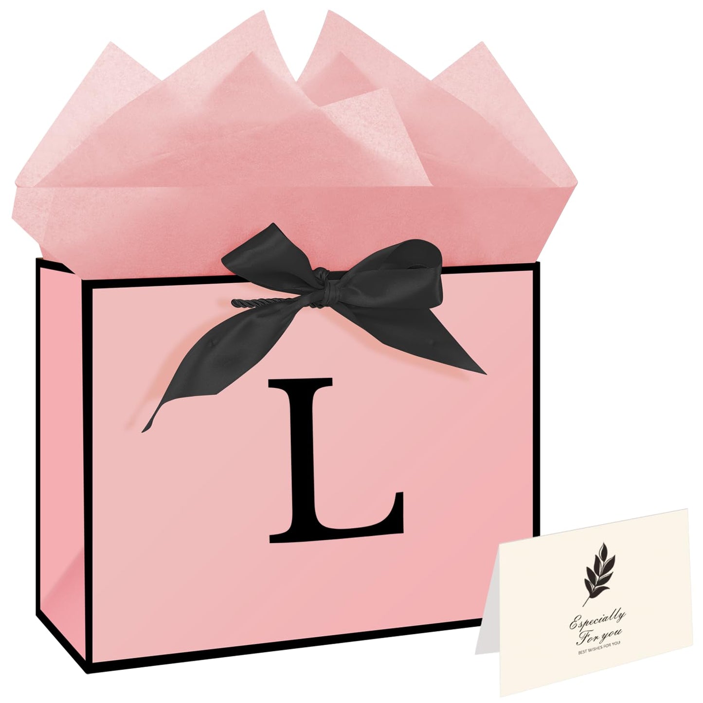 Eaureum Personalized Initial A Gift Bags for Girls Women, 13" Pink Initial A Gift Bags for Birthday Wedding Holidays Party Decorations for Her Girls Women Daughter Granddaughter Friends Wife BST326L