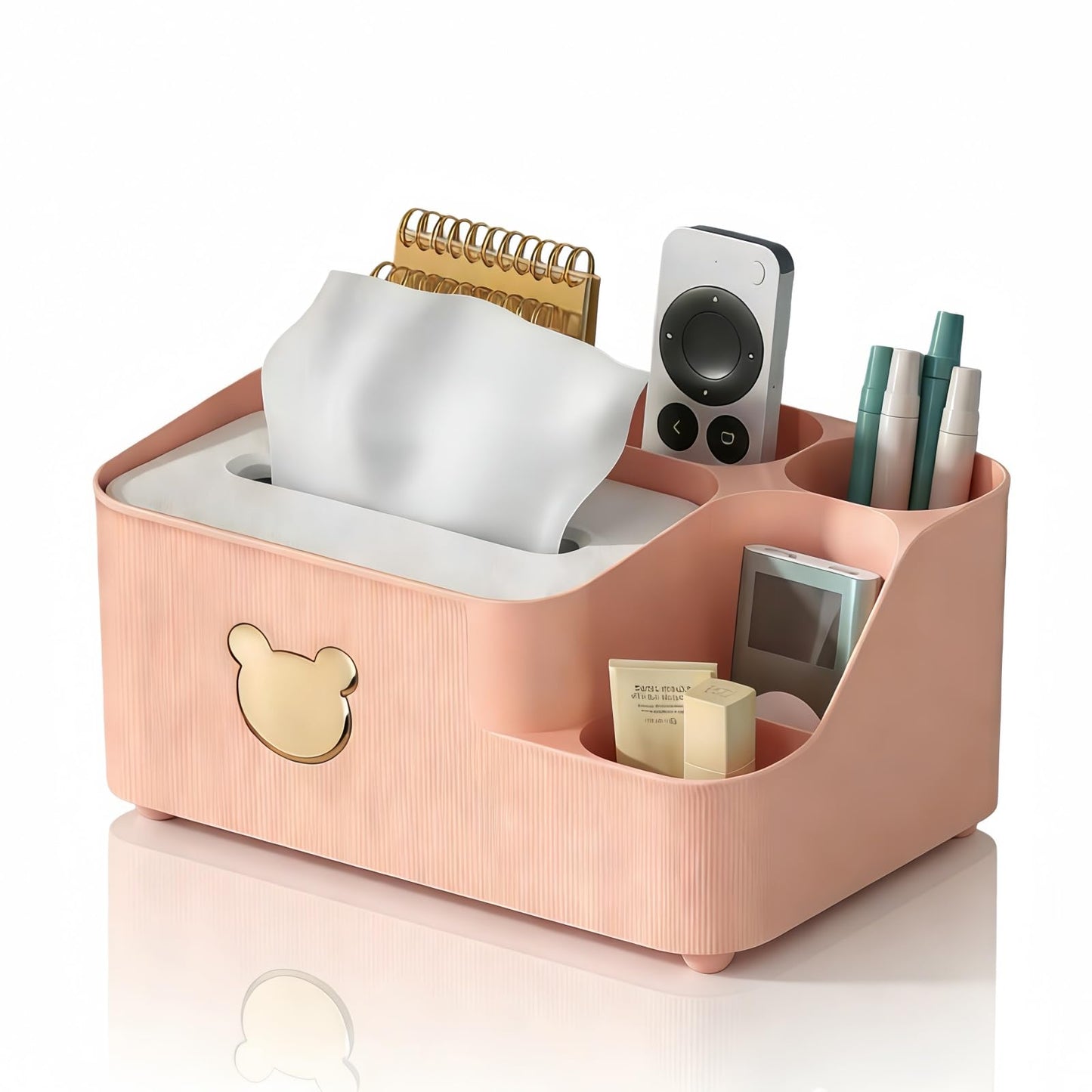 Multifunctional Tissue Box Cover with Storage,Square Tissue Box Holder and Remote Box,Modern Cube Tissue Cover Bedside Organizer for Nightstand End Table. BST220