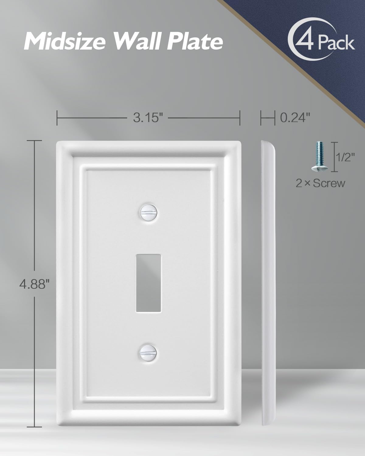 Decorative Metal Wall Plates, Switch Plates Outlet Covers (Off White/1 Decorator 4 Pack) WN420