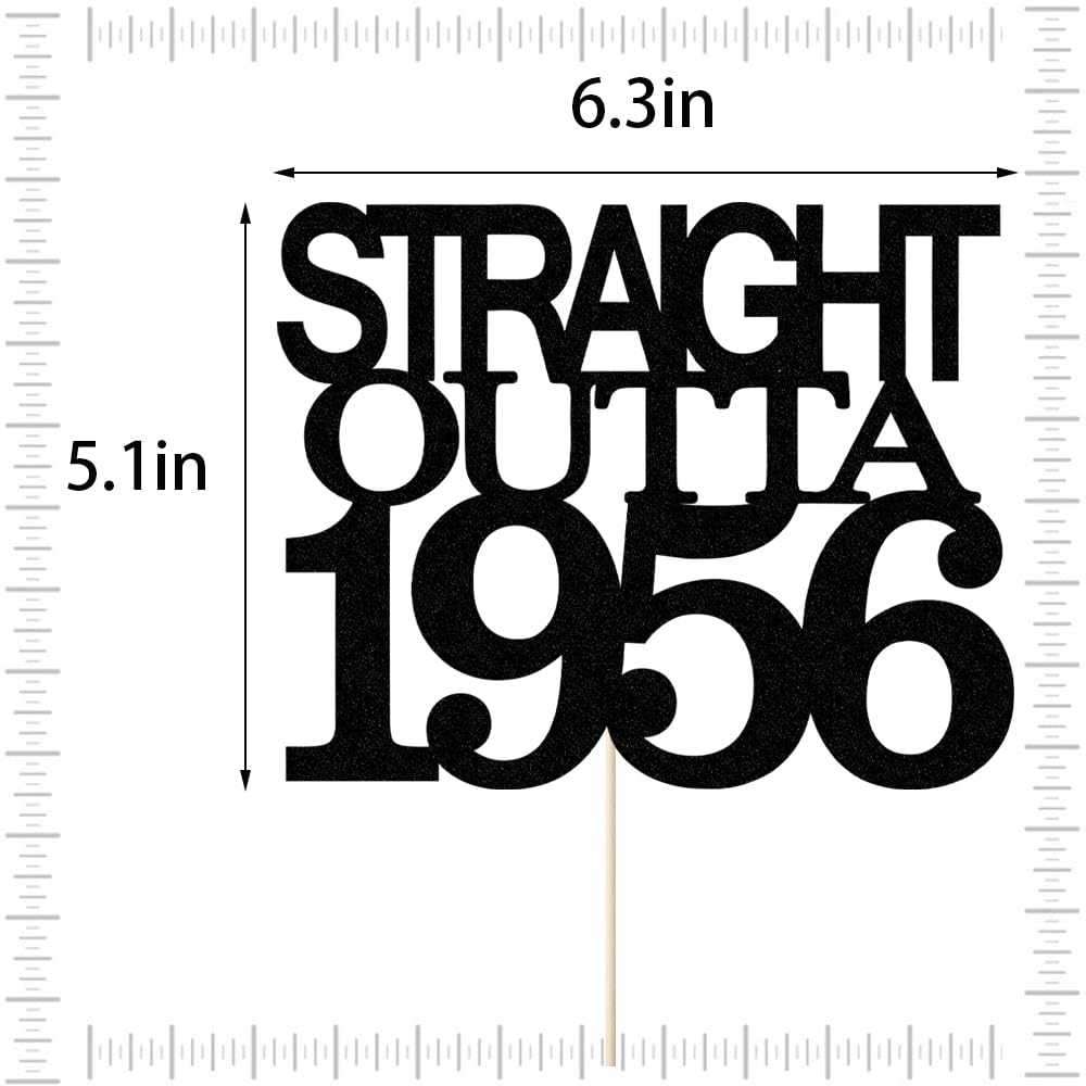 Black Glitter Straight Outta 1961 Cake Topper,Hello 65,Funny 65th | Birthday Cake Topper,65 Fabulous,Cheer to 65 Years,Men and Women 65th Birthday/Wedding/Anniversary Party Decorations BST202