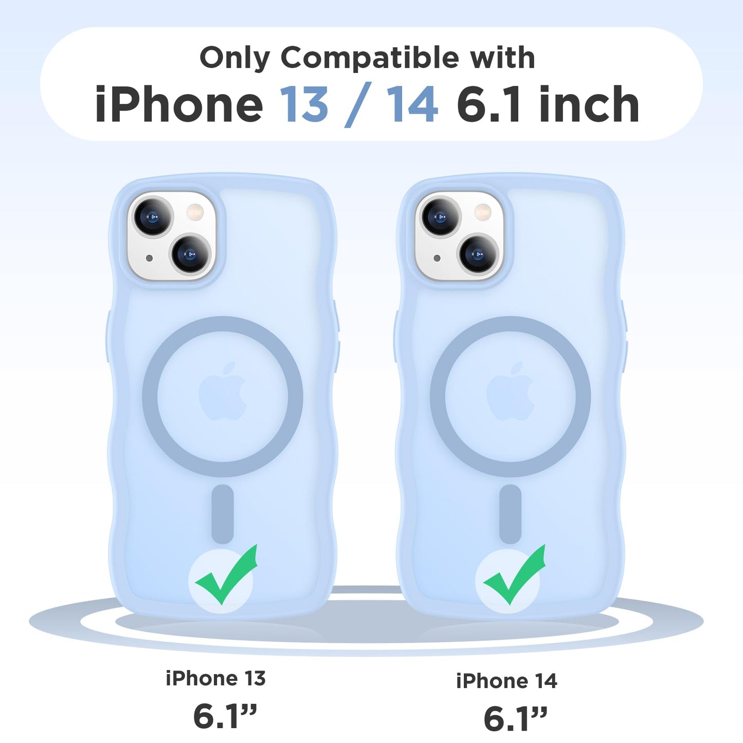 Magnetic for iPhone 13 Pro Case, Compatible with MagSafe Cute Wave Non-Slip Translucent Matte Easier Grip Shockproof Phone Case for iPhone 13 Pro, Black WN420
