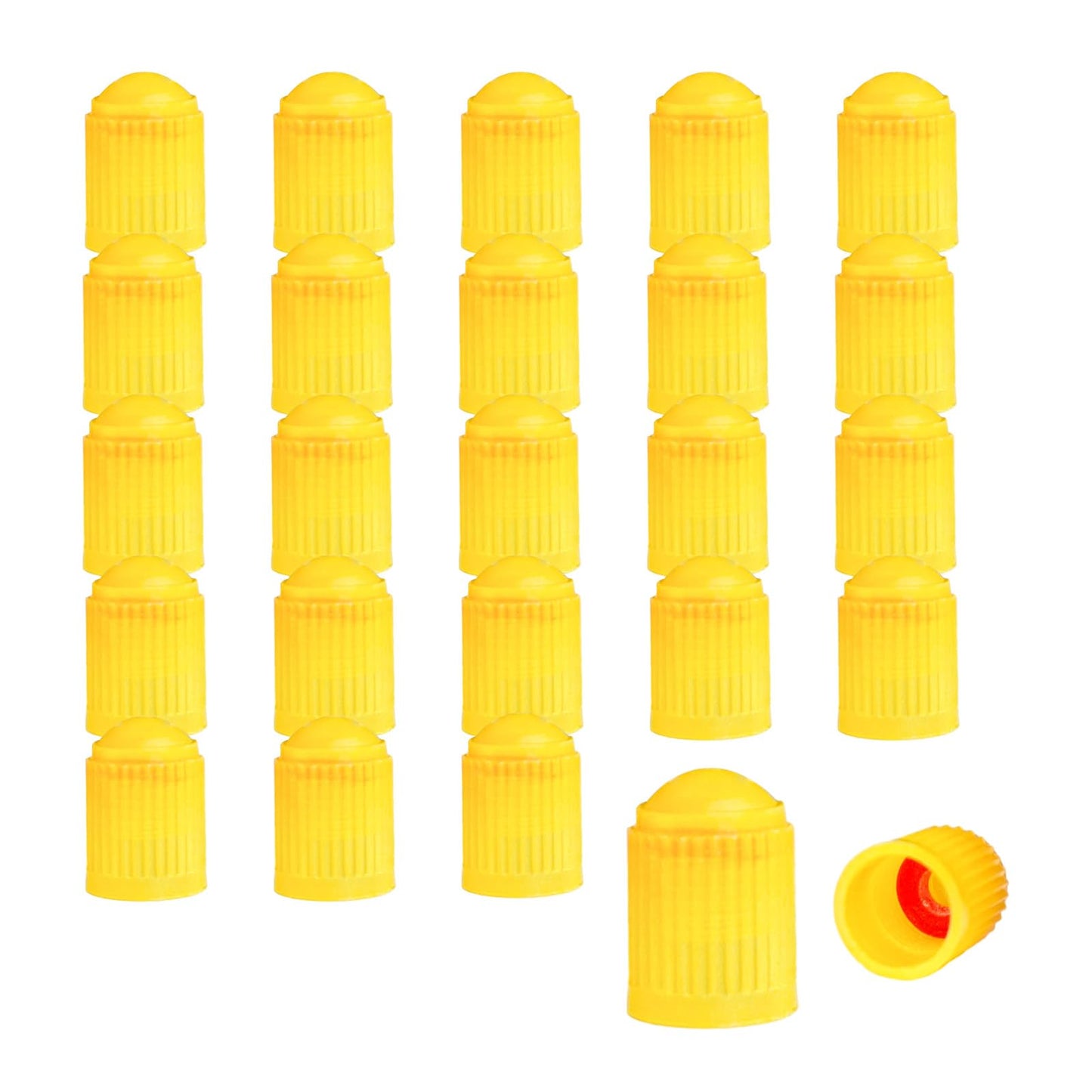 Ziciner 25 PCS Tire Valve Stem Caps, Plastic Car Tyre Valve Cap with O Rubber Seal, Dustproof Airtight Seal Wheel Stem Covers, Universal Accessories for Cars, SUVs, Bicycles,Trucks (Red) WN420