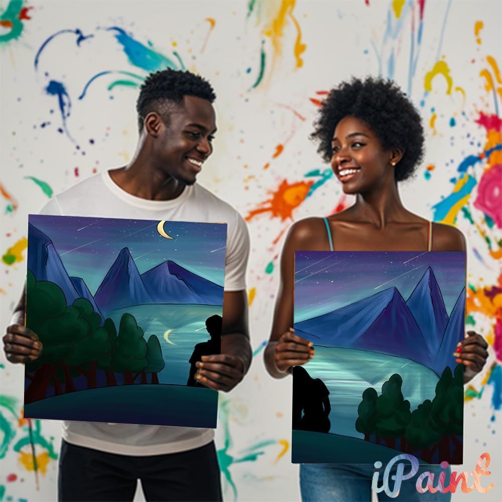 2Pcs Sip and Paint Kit for Adults,Valentines Couple Painting Kit Supplies Canvas, Pre Drawn Canvas to Paint for Date Night for Couples DIY Acrylic Painting Kits Party Favor 8×10 WN420
