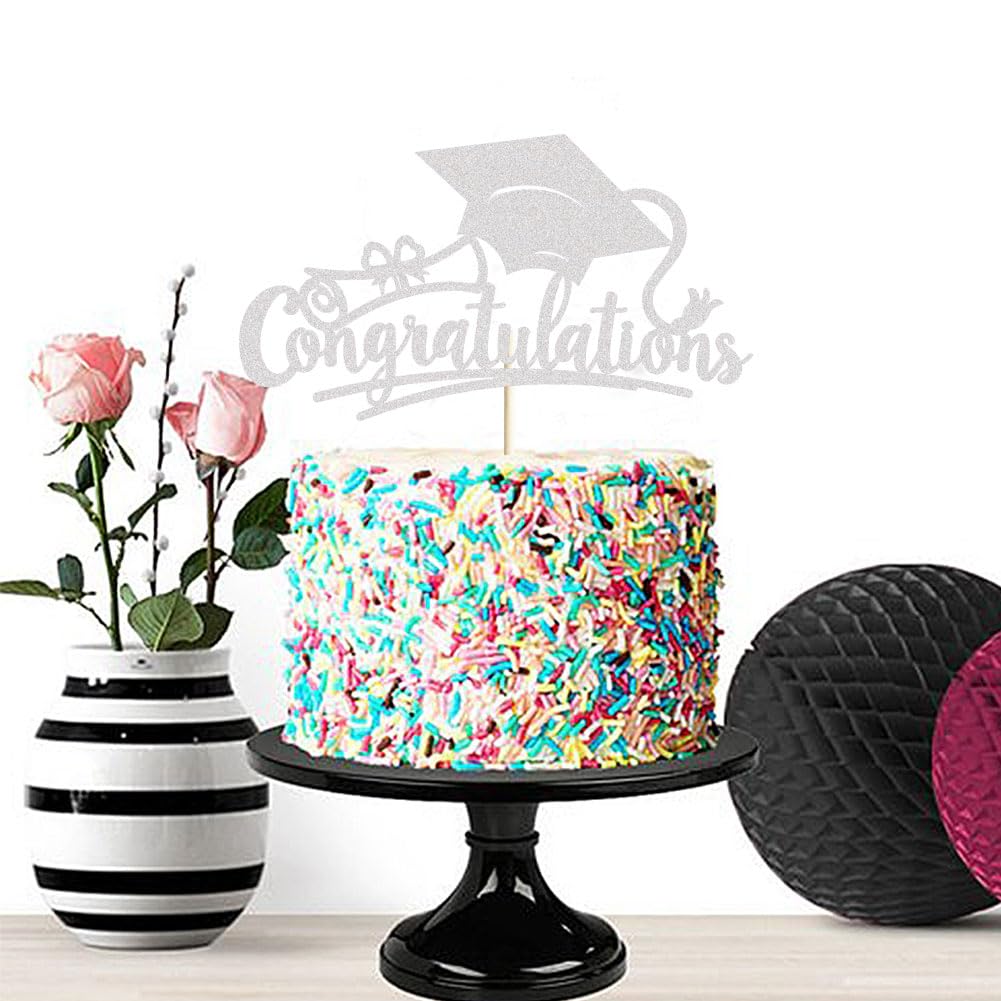 Congratulations 2026 Graduation Cake Topper Red Glittery Class of 2026 Cake Topper Congrats Grad Party Cake Decor for 2026 Senior High School College Grad Party Supplies Decorations BST220