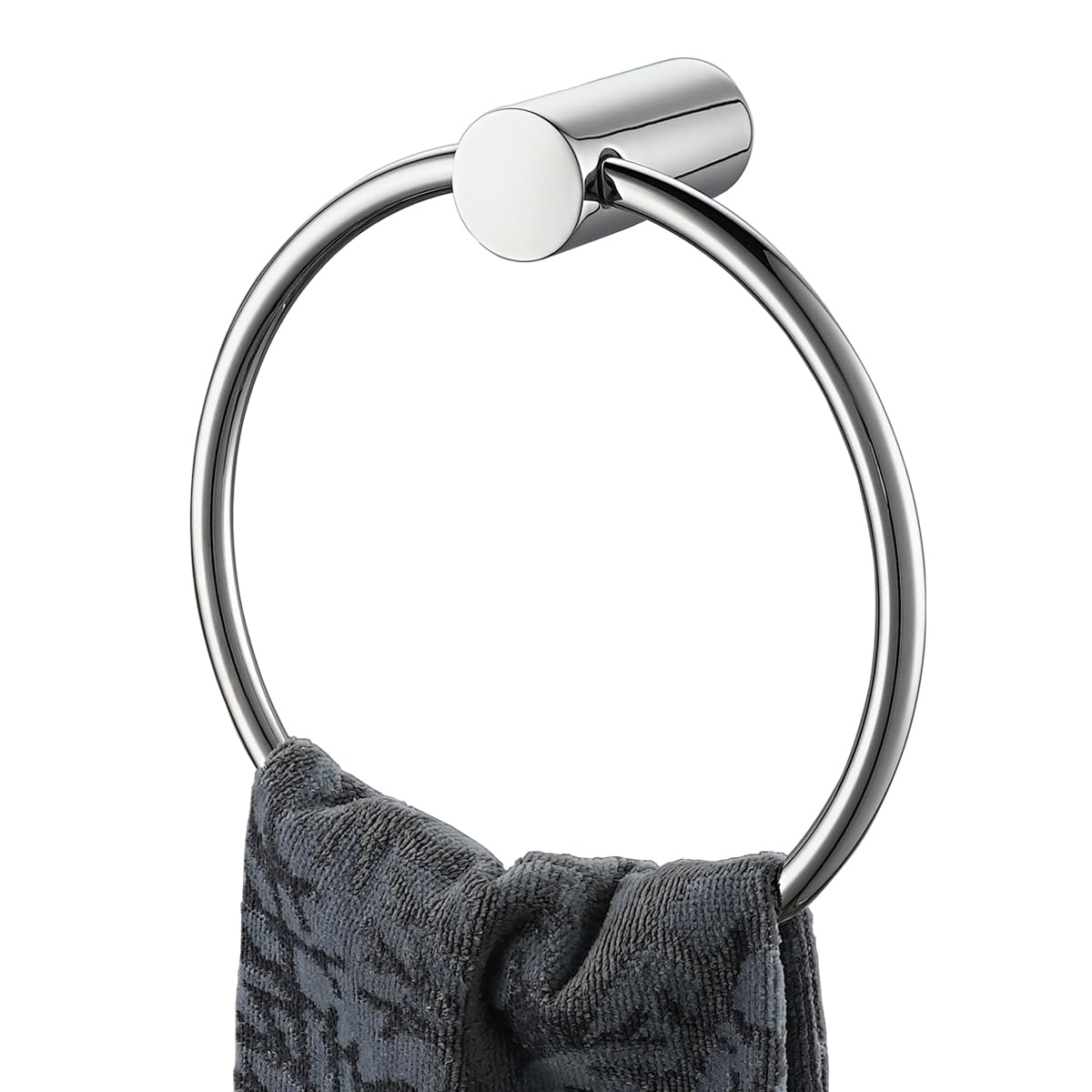 JQK Black Towel Ring, 304 Stainless Steel Matte Black Hand Towel Holder for Bathroom, Wall Mount, TR630-PB BST220