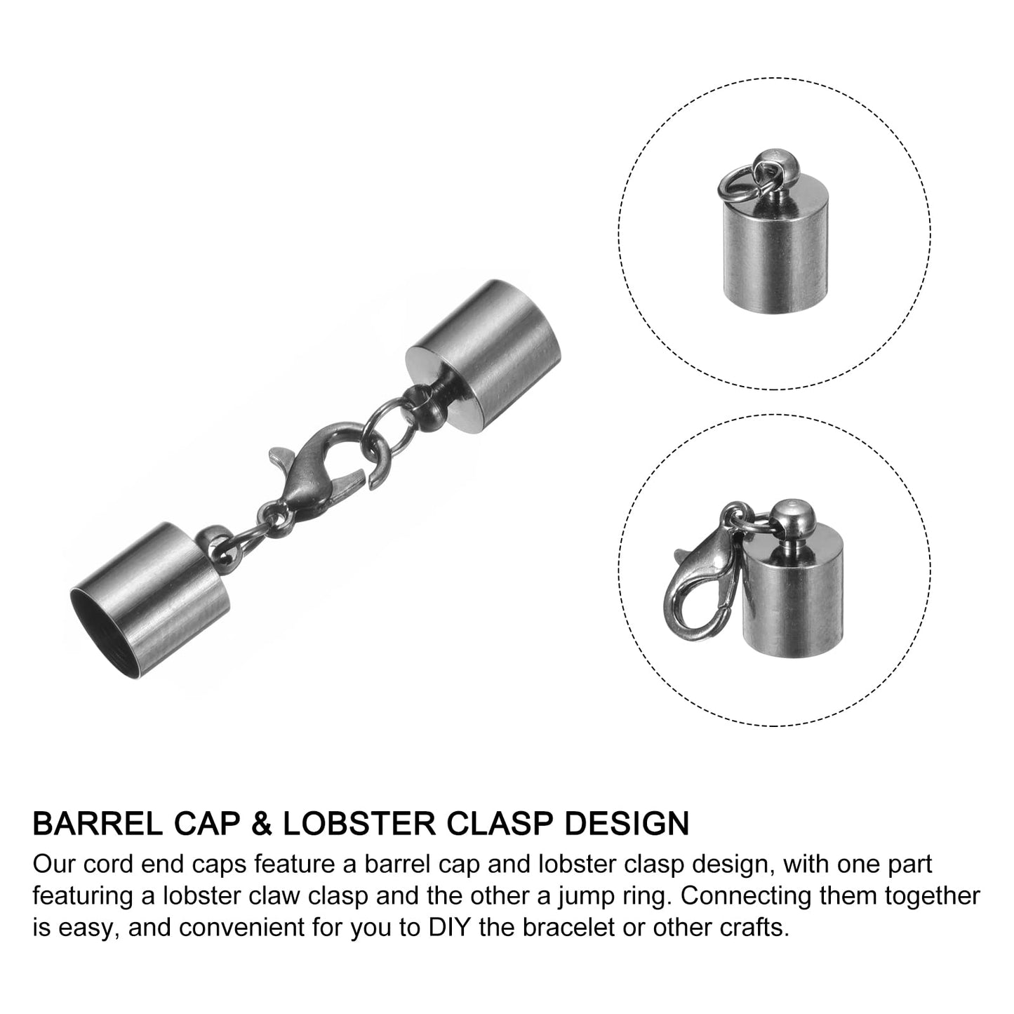 uxcell 20Sets Leather Cord End Caps with Lobster Claw Clasps Fit 4.5mm Cords, Barrel Terminators for DIY Making Leather Bracelets, Bronze Tone BST326L