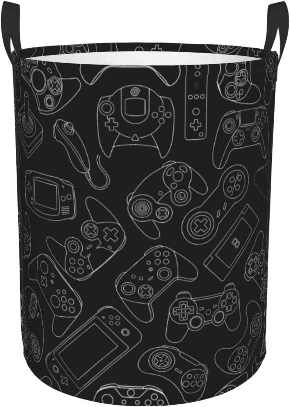 38L Round Laundry Hamper Video Game Controller Background Storage Basket Waterproof Coating Gaming Gadgets Organizer Bin For Nursery Clothes Toys BST202