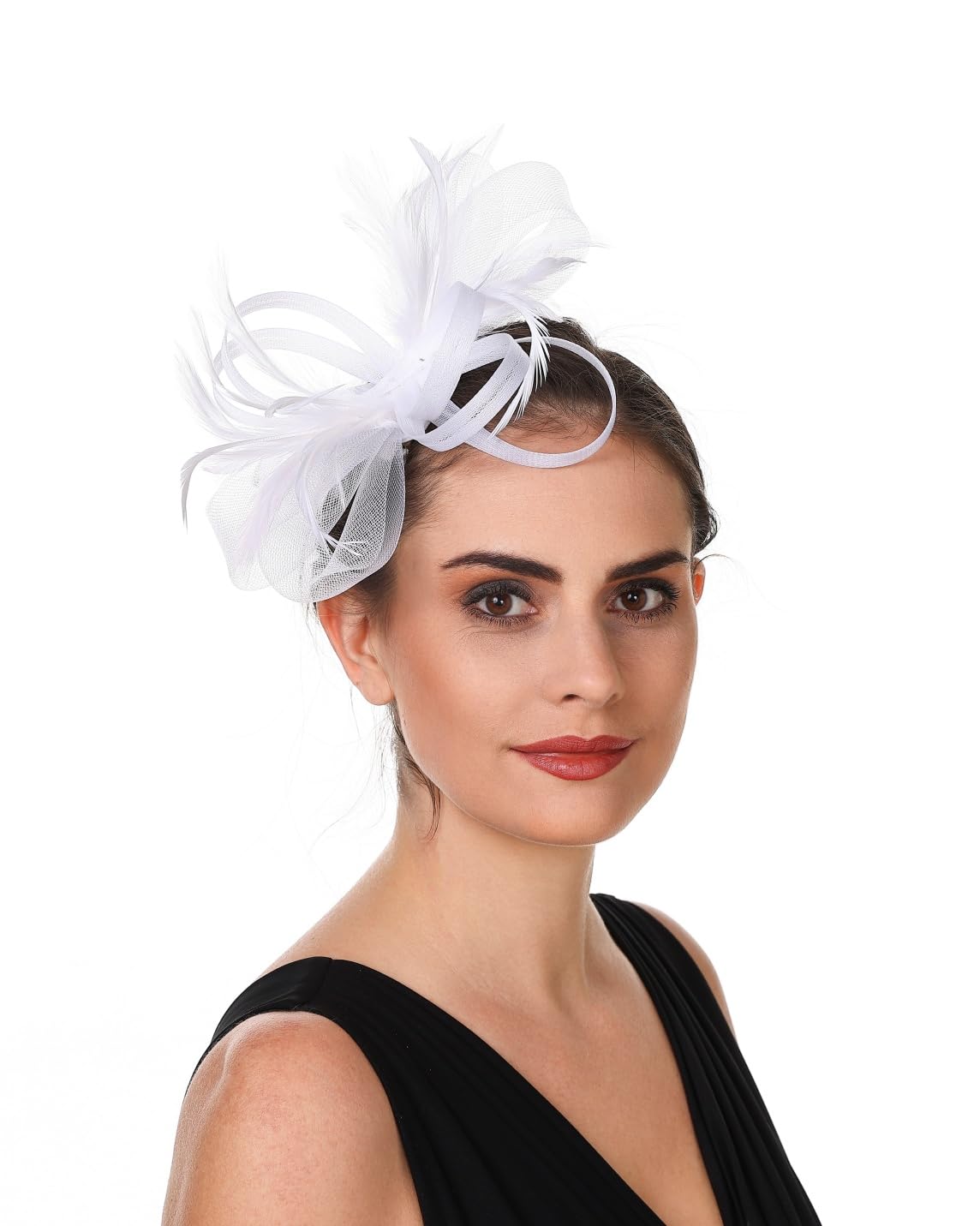 SAFERIN Fascinators Hat Flower Mesh Ribbons Feathers on a Headband and a Clip Tea Party Headwear for Girls and Women WN420