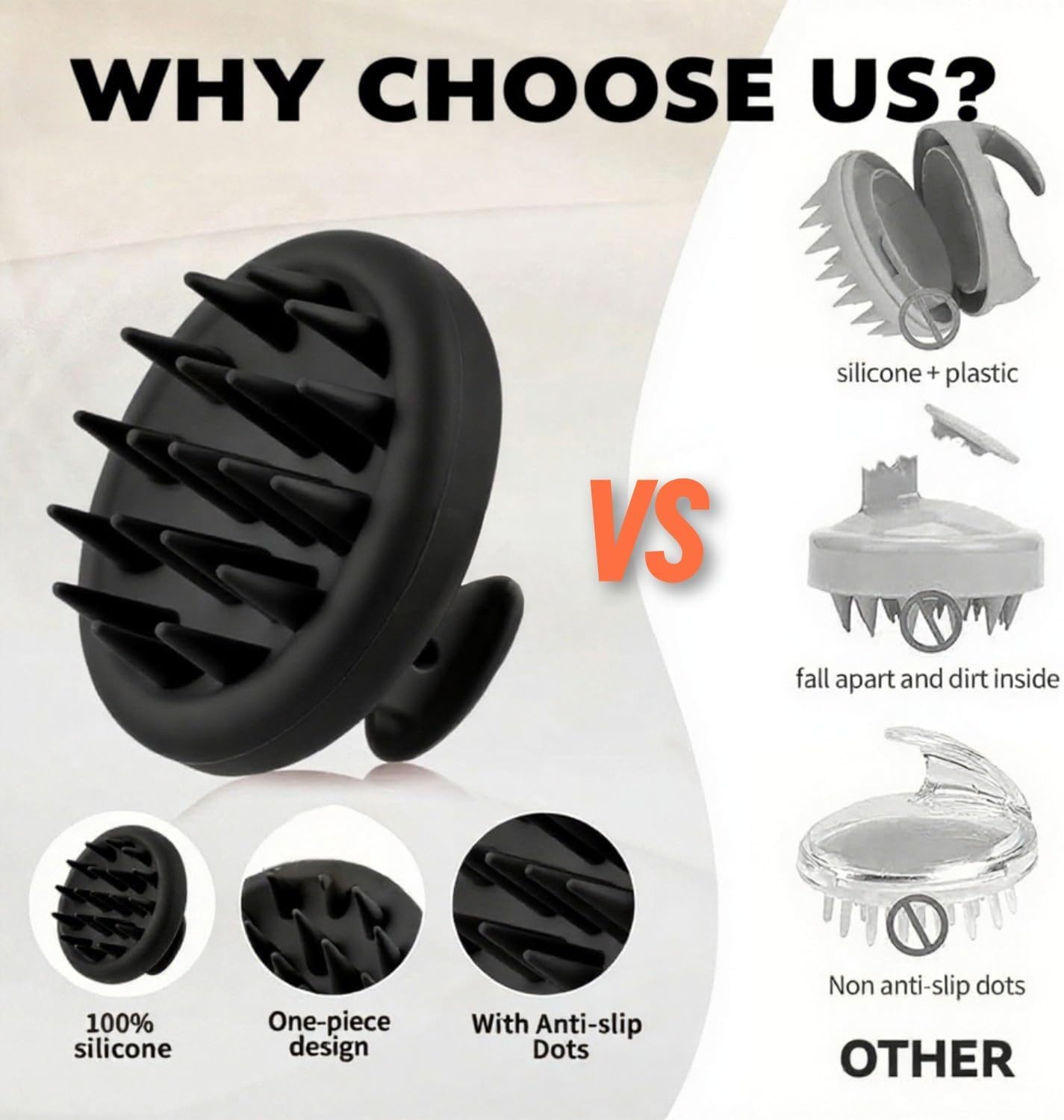 Beard Scrubber Brush Kit for Men, Silicone Beard Brush & Scalp Massager, Beard Exfoliator for Beardruff, Beard Shampoo Brush with Dual-Sided Comb and Mustache Scissors, 3 Piece Grooming Set WN420