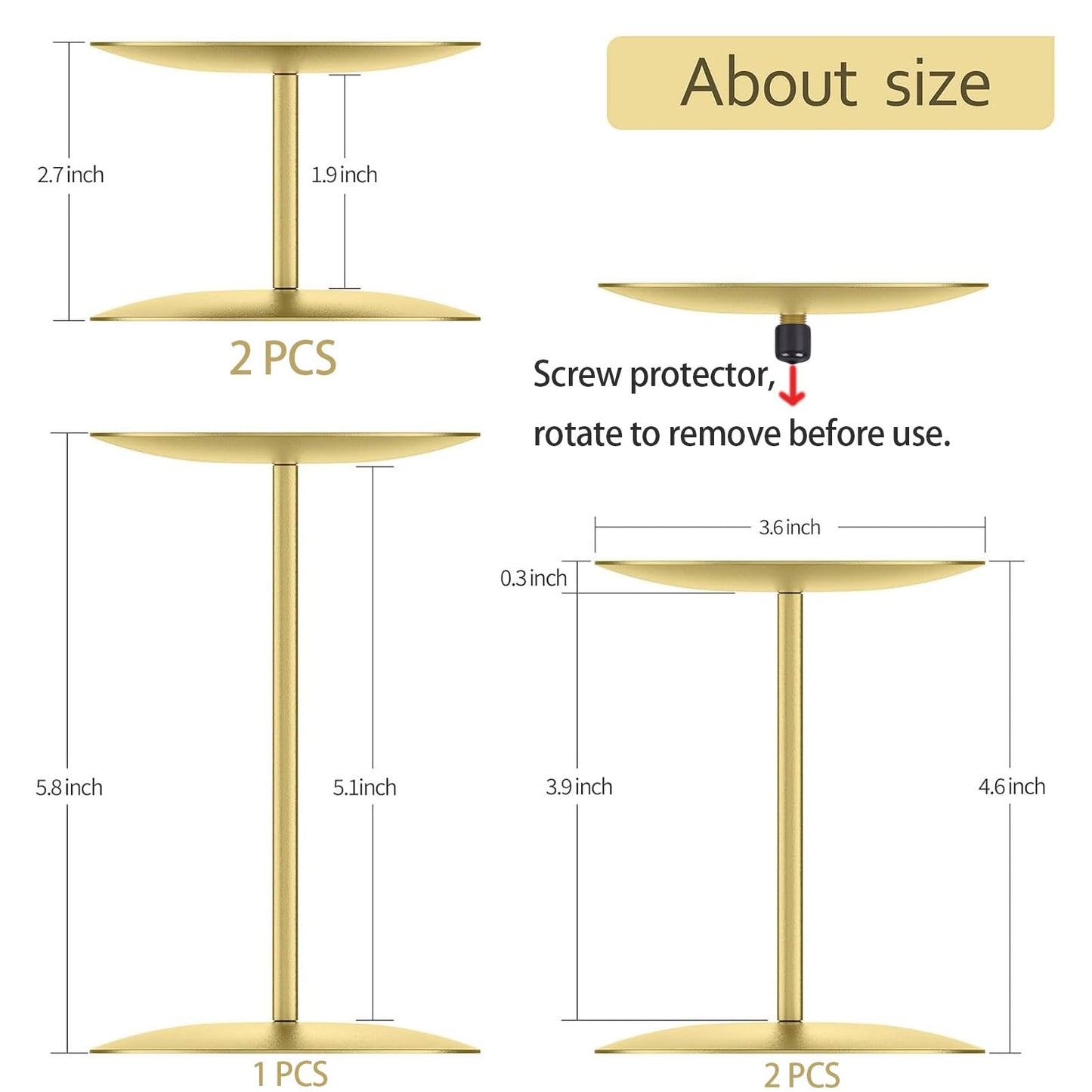 smtyle Gold Metal Candle Holder Sets for Pillar Candles Set of 3 Wedding Table Centerpiece Candle Holders, Minimalist Farmhouse Decor for Fireplace Mantel & Dining Room BST326H