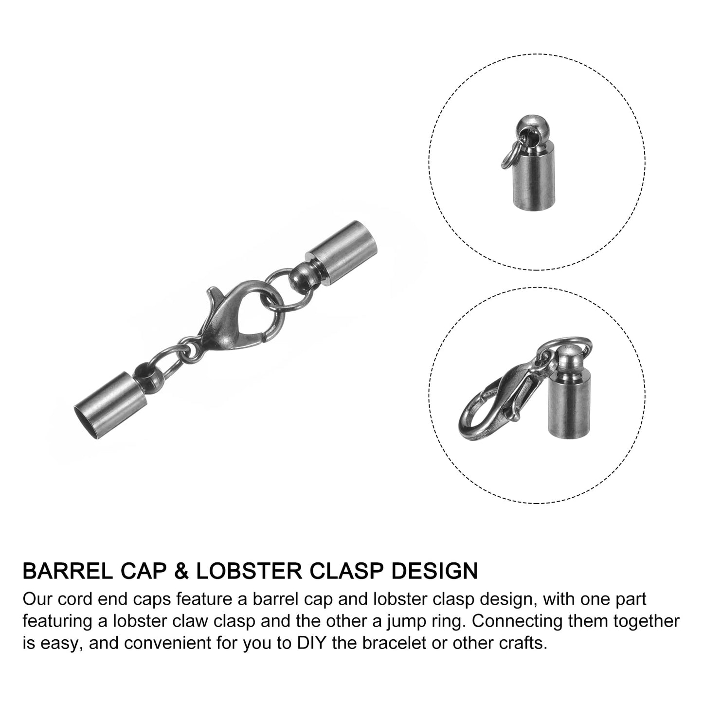 uxcell 20Sets Leather Cord End Caps with Lobster Claw Clasps Fit 4.5mm Cords, Barrel Terminators for DIY Making Leather Bracelets, Bronze Tone BST326L