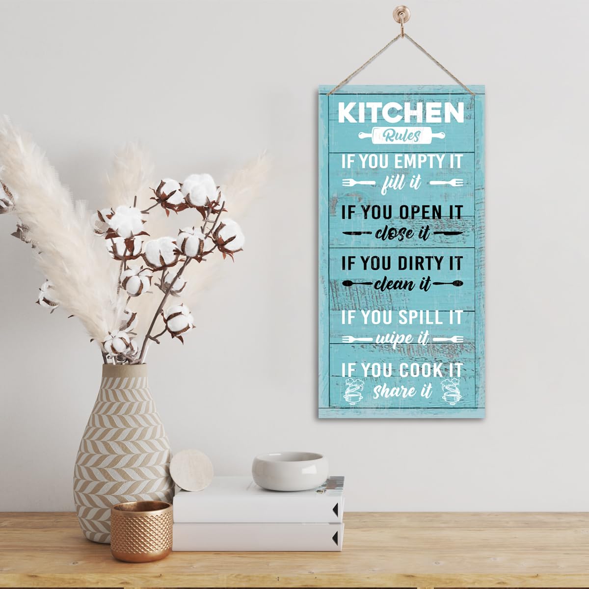 Rustic & Funny Bathroom Signs - Western & Farmhouse Bathroom Rules Wall Decor E1 BST202