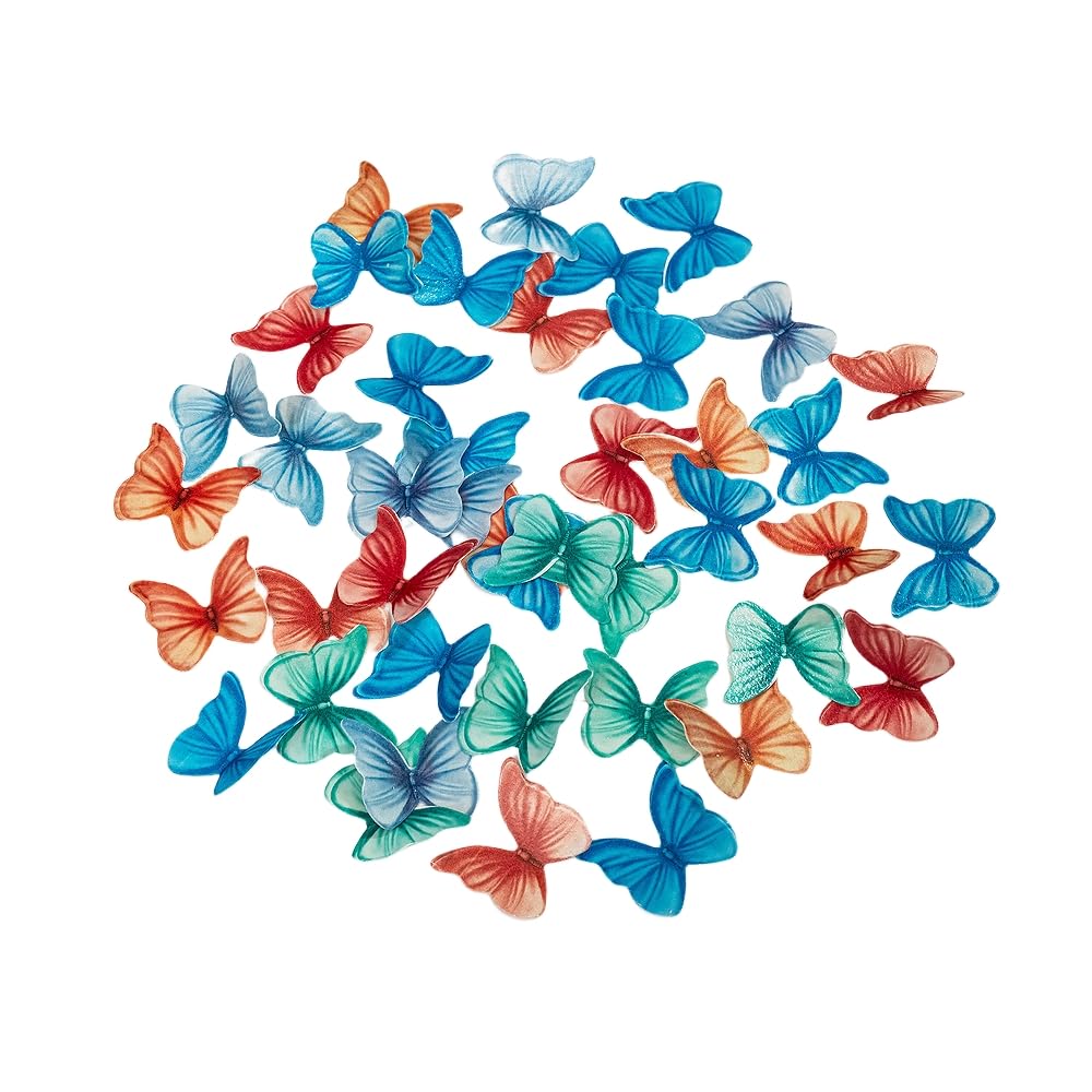 Edible Butterflies for Cake Decorating, Rainbow edible Butterfly Cake Toppers and Cupcake Toppers, Edible Wafer Paper Butterflies Set of 48 Rainbow Cake Food Decorations (5Colors-1) BST326L