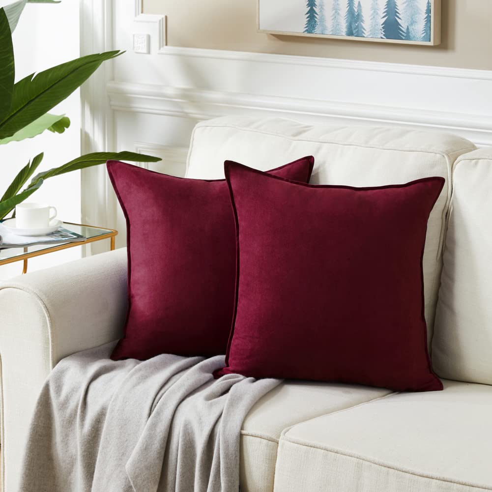 Fancy Homi 4 Packs Olive Green Decorative Throw Pillow Covers 18x18 inch, Super Soft Faux Suede Decor Square Pillow Covers 45x45 cm, Solid Cushion Cover for Couch Living Room Sofa Bedroom BST220