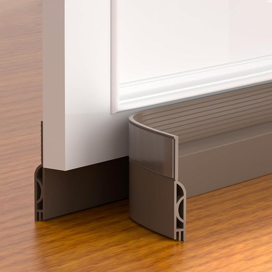 Door Draft Stopper,Adjustable Door Sweep for Bottom of Door,Silicone Weather Stripping Door Bottom Seal Blocker Air Noise,Under Door Gap Filler for Interior/Exterior Doors(Brown, 39inch) WN420