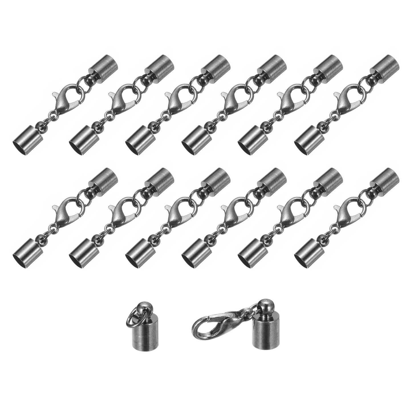 uxcell 20Sets Leather Cord End Caps with Lobster Claw Clasps Fit 4.5mm Cords, Barrel Terminators for DIY Making Leather Bracelets, Bronze Tone BST326L